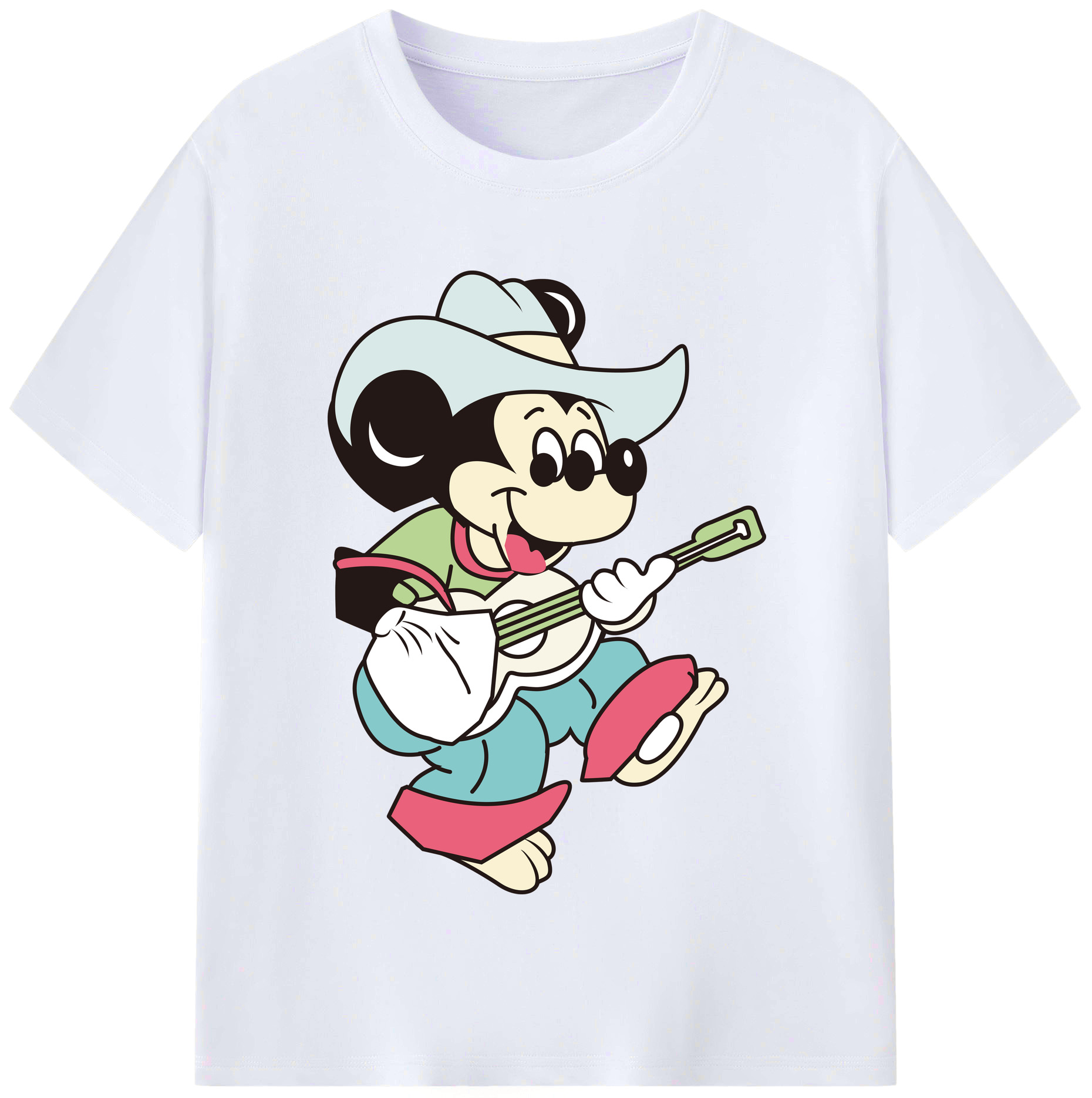 （画像用） ミッキーマウス Mickey Mouse レディースカジュアルプリントTシャツ（綿100％）