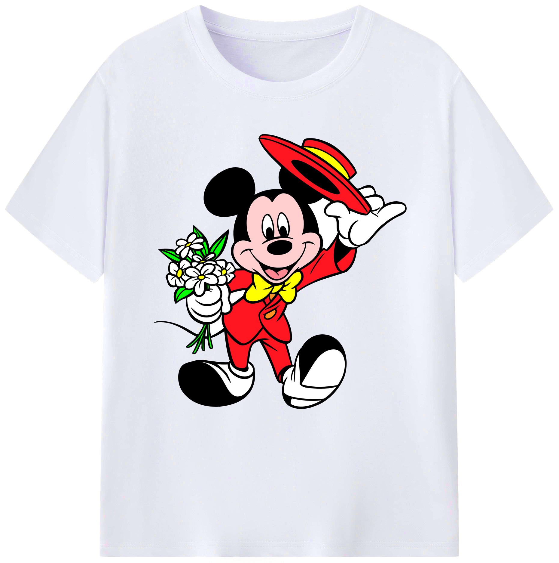 （画像用） ミッキーマウス Mickey Mouse レディースカジュアルプリントTシャツ（綿100％）