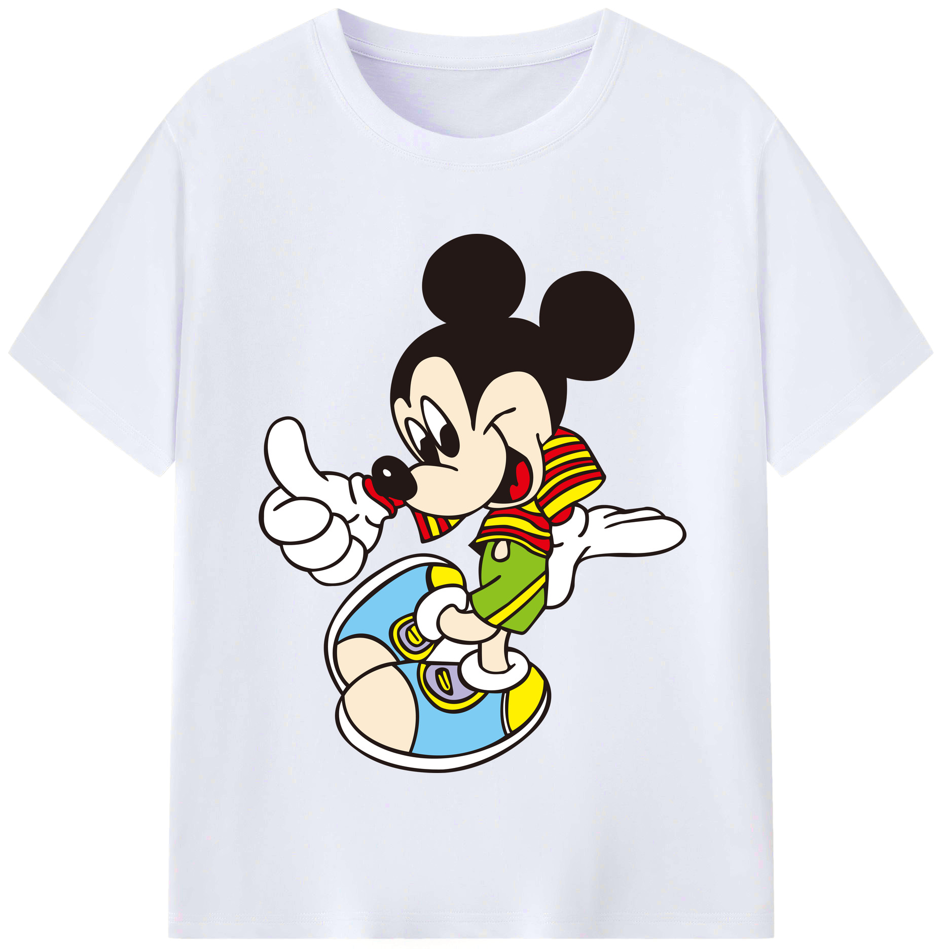 （画像用） ミッキーマウス Mickey Mouse レディースカジュアルプリントTシャツ（綿100％）