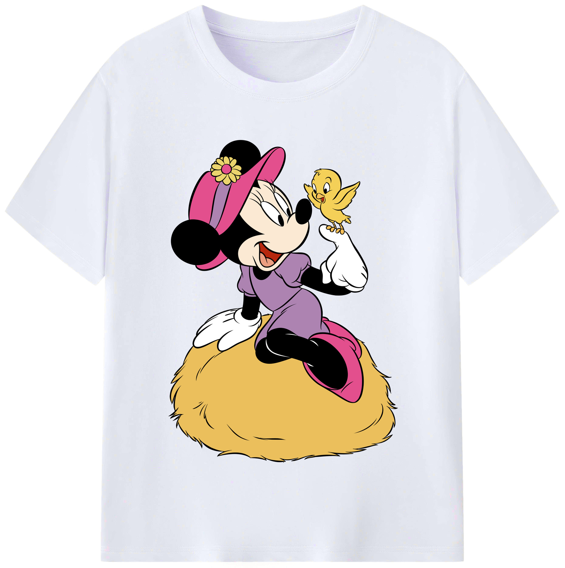 （画像用） ミッキーマウス Mickey Mouse レディースカジュアルプリントTシャツ（綿100％）