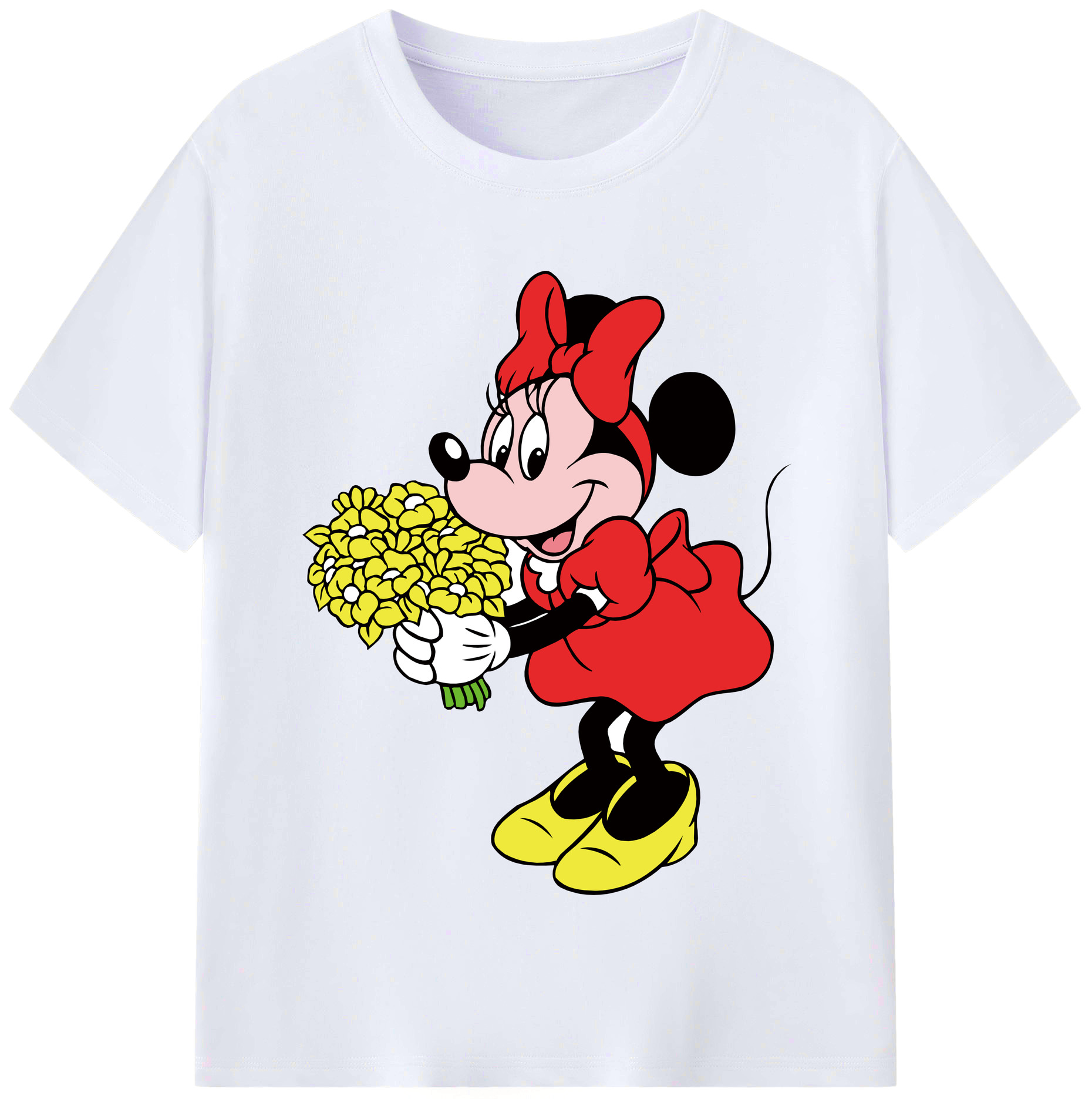 （画像用） ミッキーマウス Mickey Mouse レディースカジュアルプリントTシャツ（綿100％）