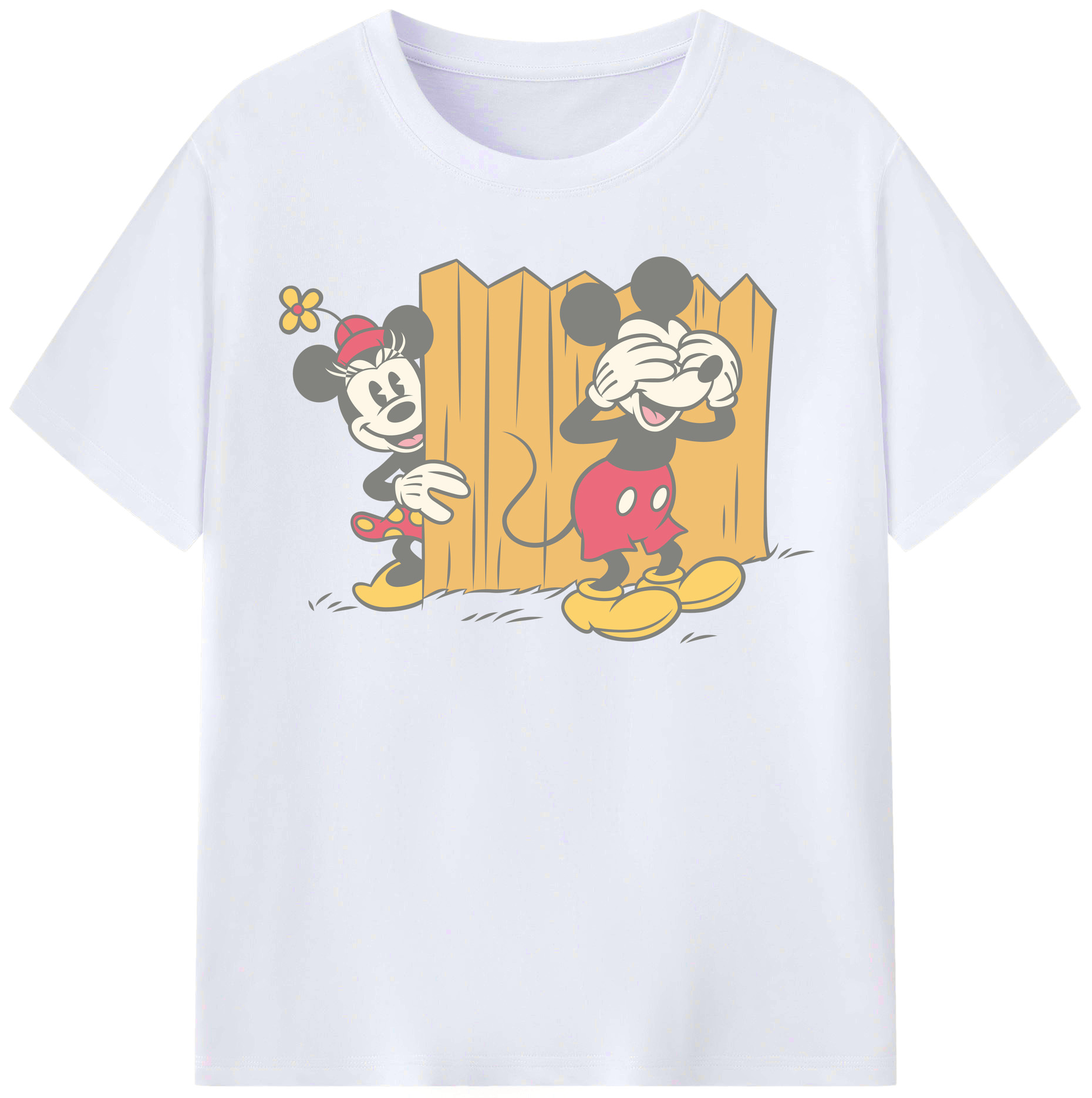（画像用） ミッキーマウス Mickey Mouse レディースカジュアルプリントTシャツ（綿100％）