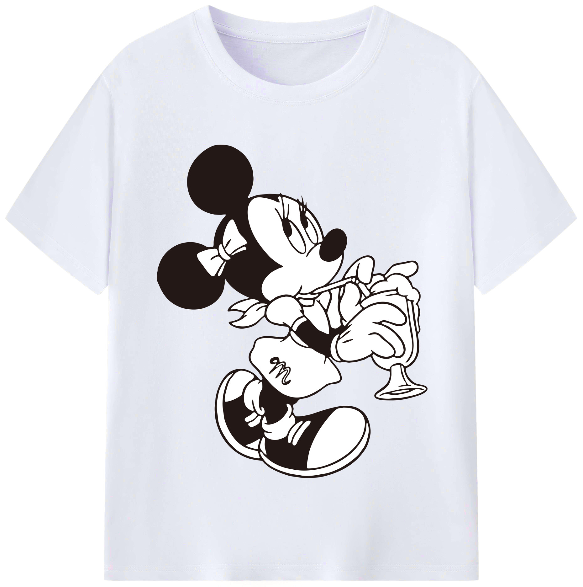 （画像用） ミッキーマウス Mickey Mouse レディースカジュアルプリントTシャツ（綿100％）