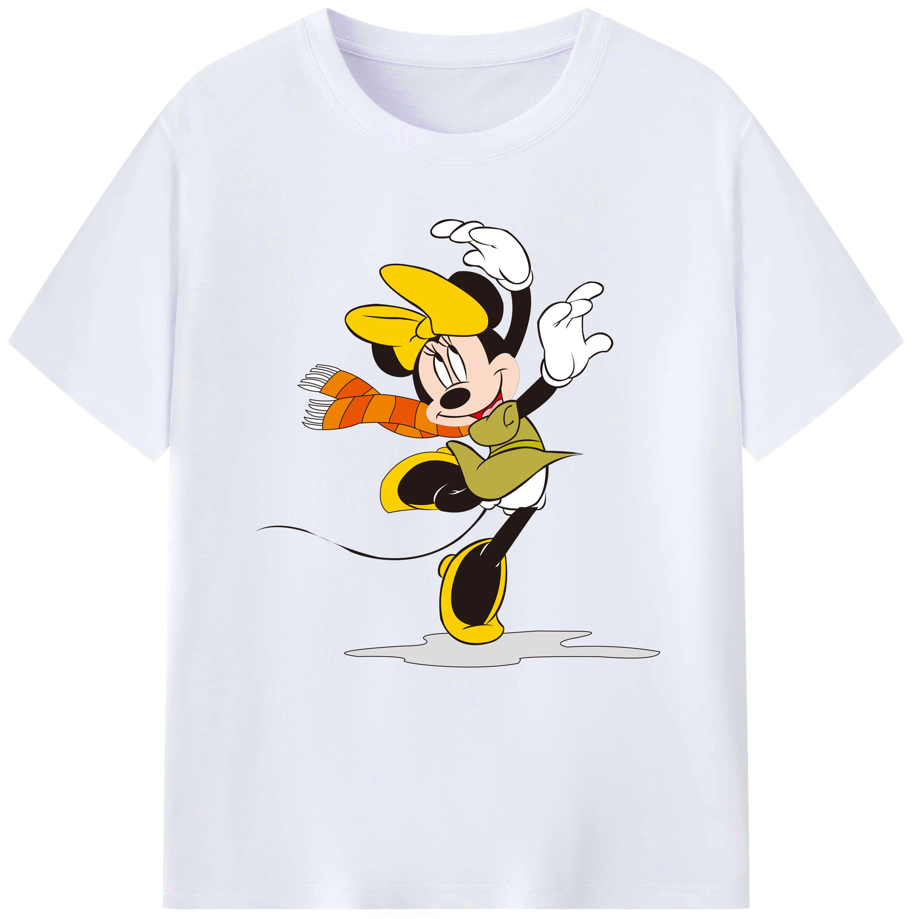 （画像用） ミッキーマウス Mickey Mouse レディースカジュアルプリントTシャツ（綿100％）