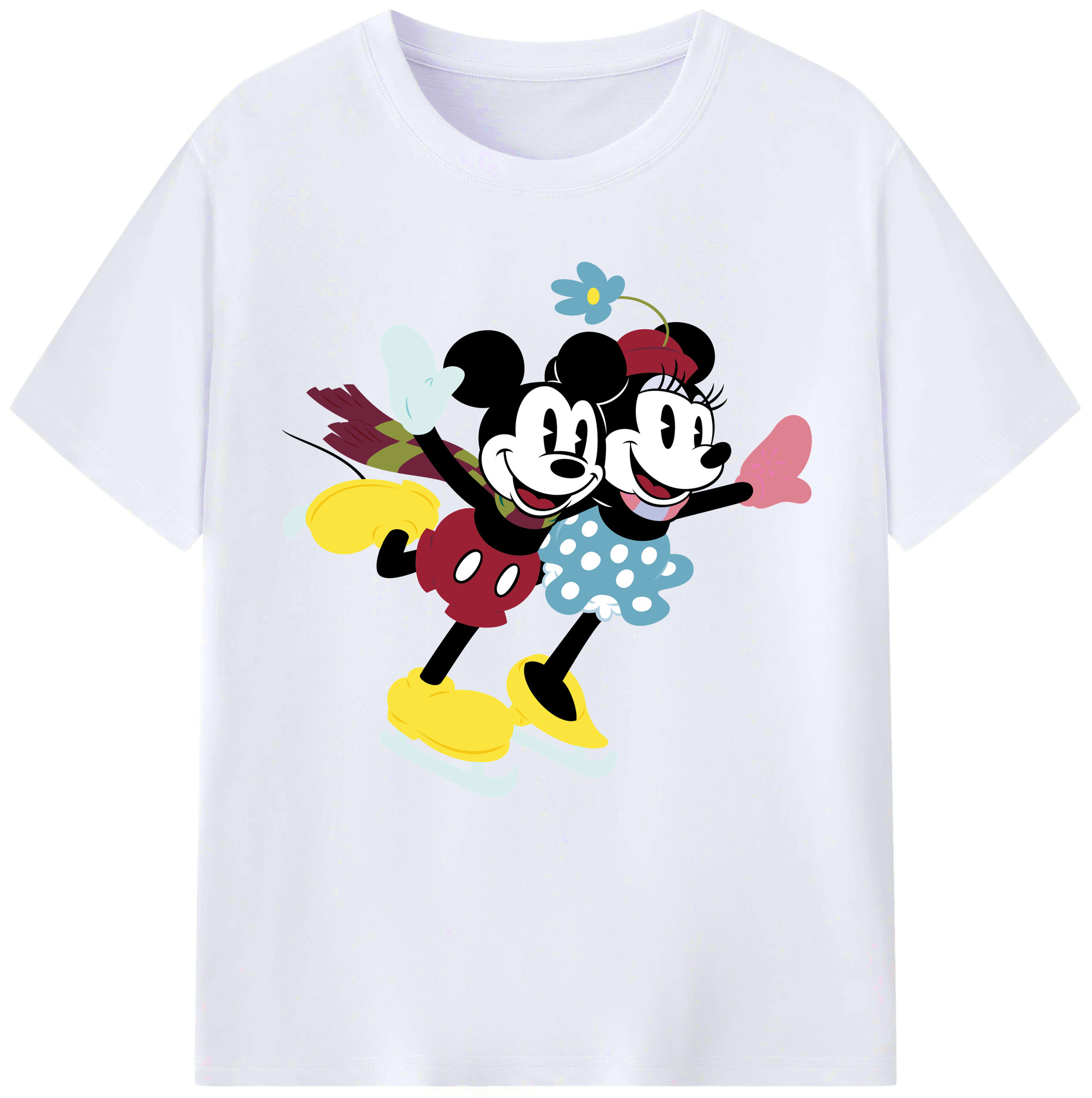 （画像用） ミッキーマウス Mickey Mouse レディースカジュアルプリントTシャツ（綿100％）
