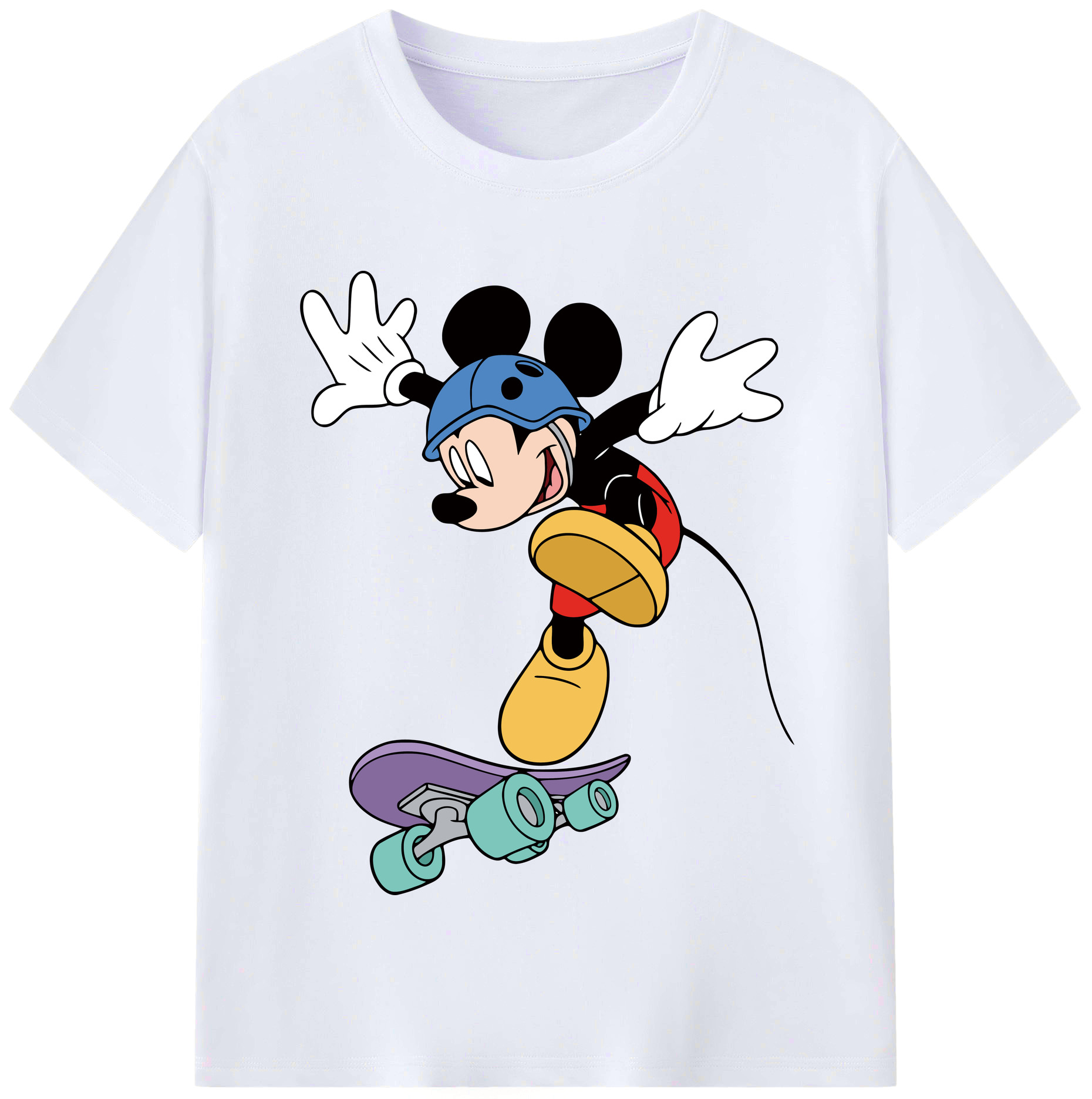（画像用） ミッキーマウス Mickey Mouse レディースカジュアルプリントTシャツ（綿100％）