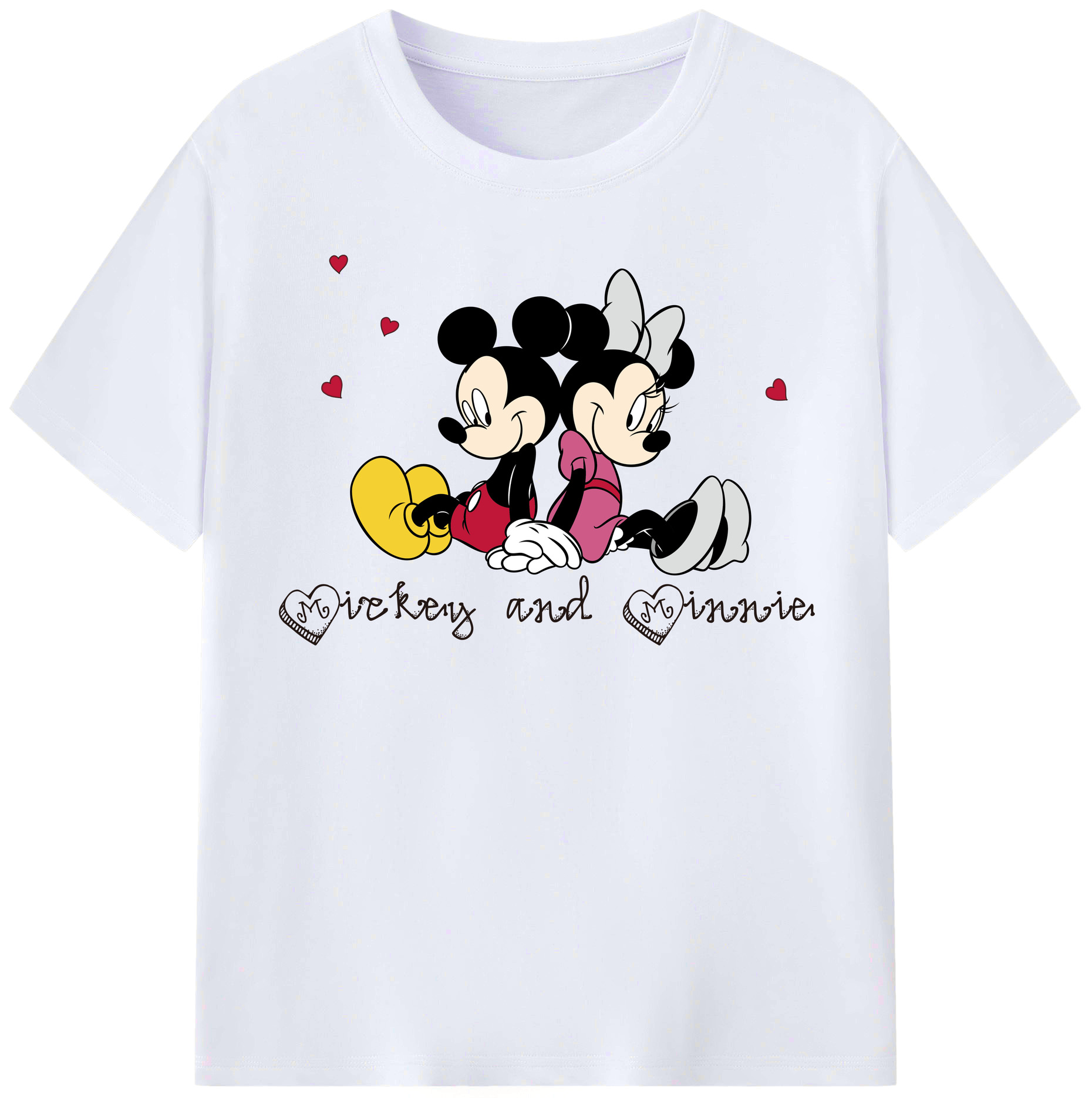 （画像用） ミッキーマウス Mickey Mouse レディースカジュアルプリントTシャツ（綿100％）