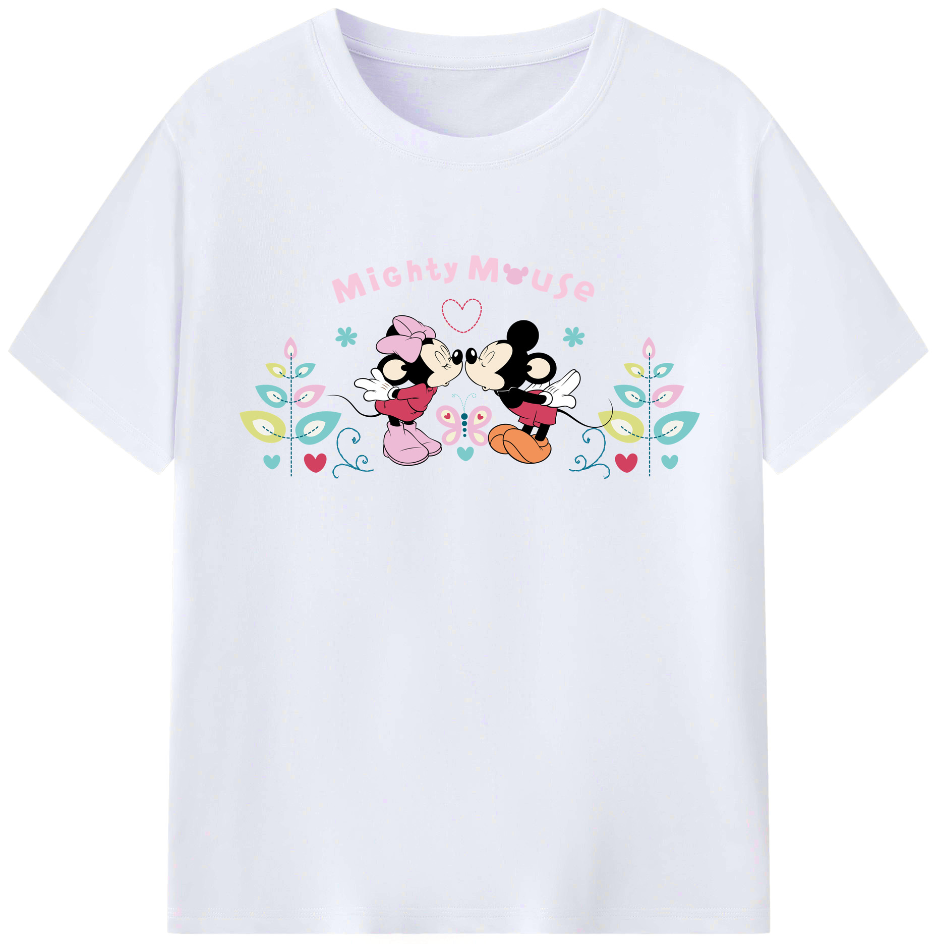 （画像用） ミッキーマウス Mickey Mouse レディースカジュアルプリントTシャツ（綿100％）