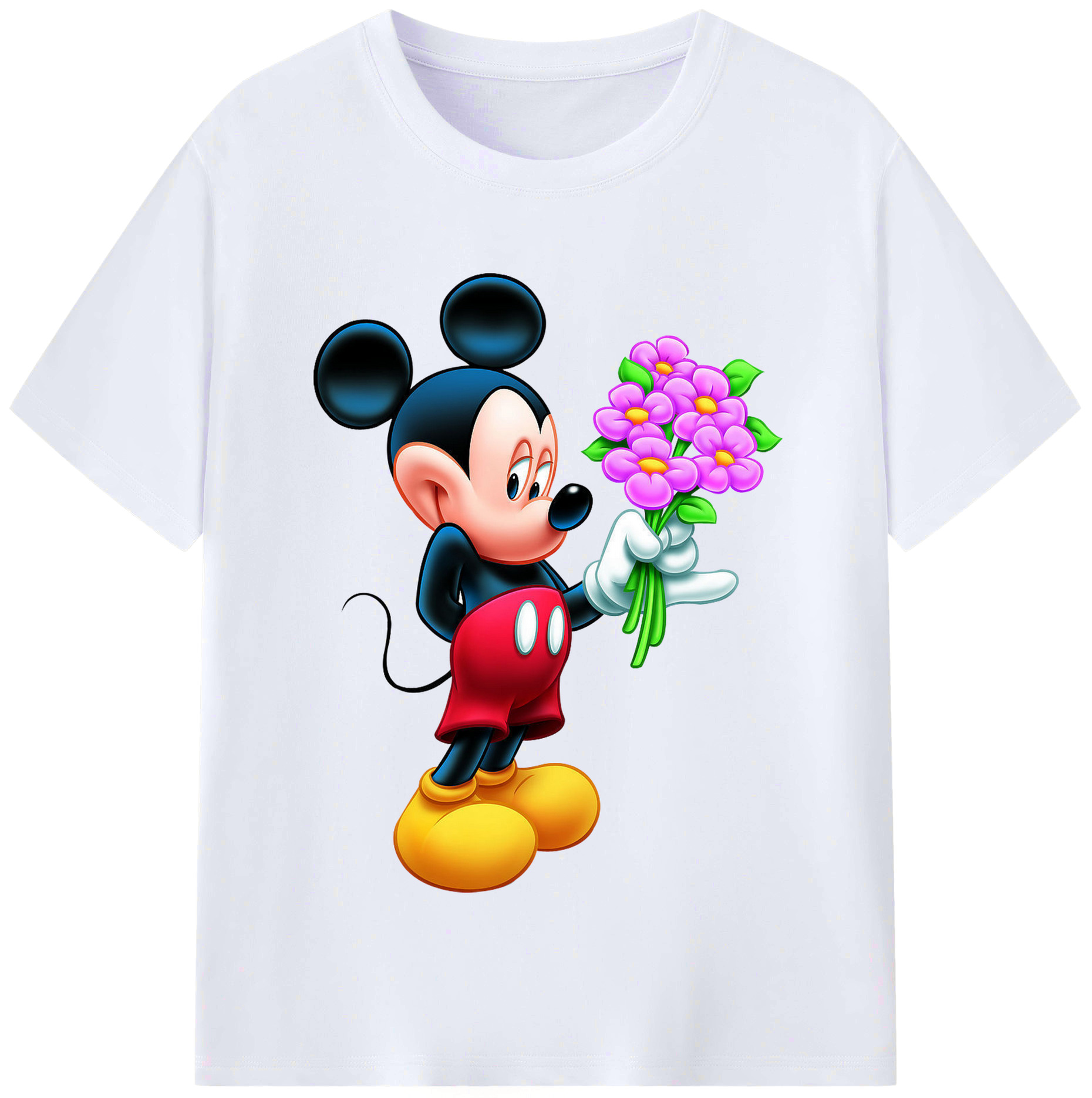 （画像用） ミッキーマウス Mickey Mouse レディースカジュアルプリントTシャツ（綿100％）