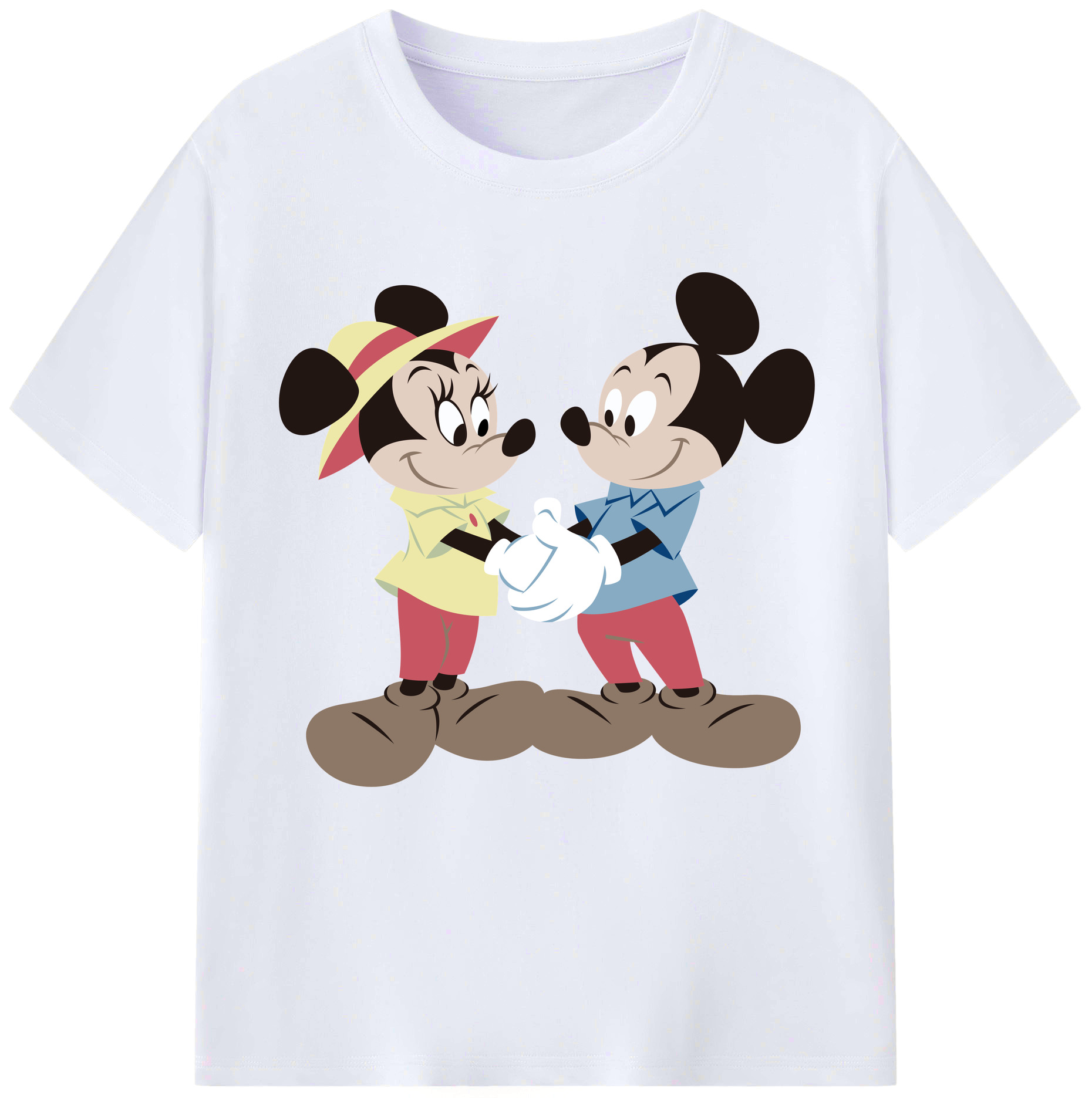 （画像用） ミッキーマウス Mickey Mouse レディースカジュアルプリントTシャツ（綿100％）