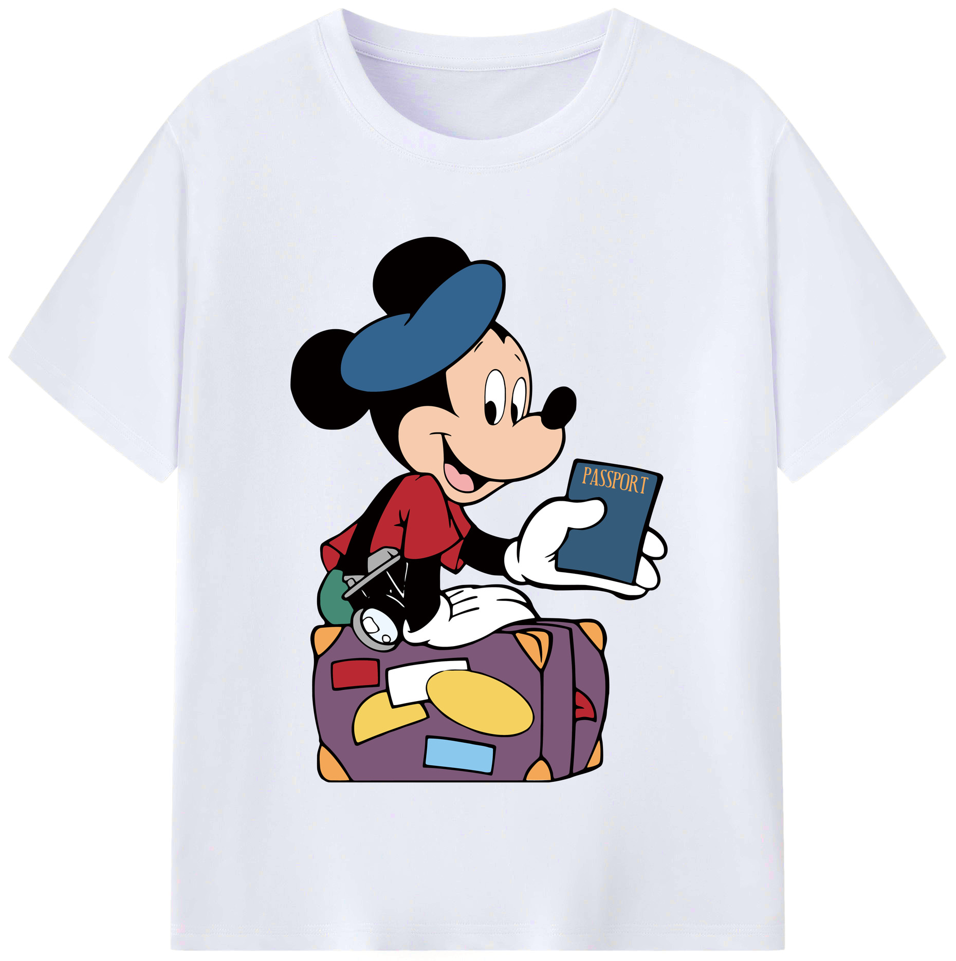 （画像用） ミッキーマウス Mickey Mouse レディースカジュアルプリントTシャツ（綿100％）