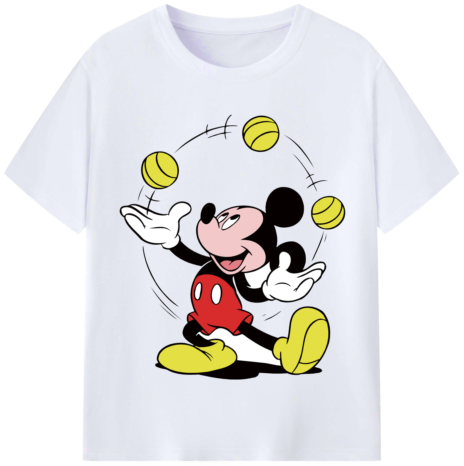 （画像用） ミッキーマウス Mickey Mouse レディースカジュアルプリントTシャツ（綿100％）