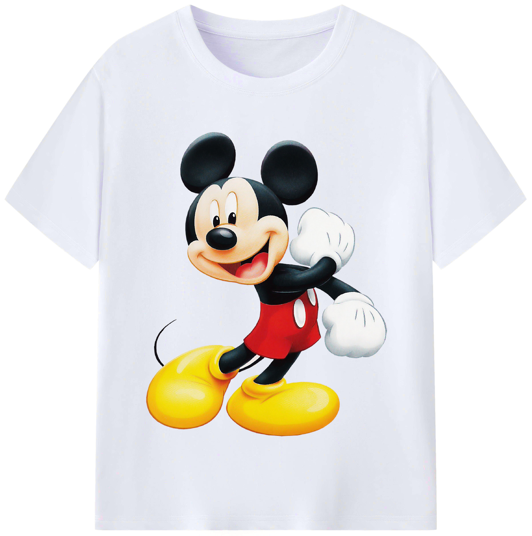 （画像用） ミッキーマウス Mickey Mouse レディースカジュアルプリントTシャツ（綿100％）