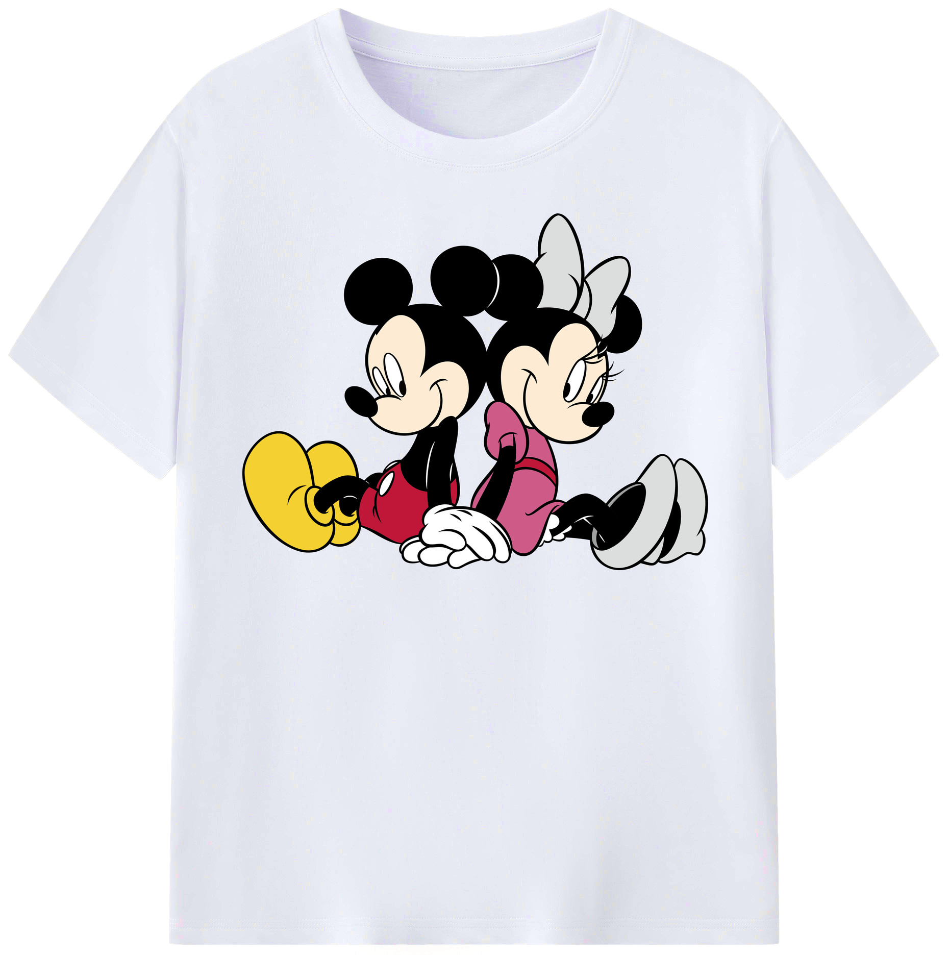 （画像用） ミッキーマウス Mickey Mouse レディースカジュアルプリントTシャツ（綿100％）