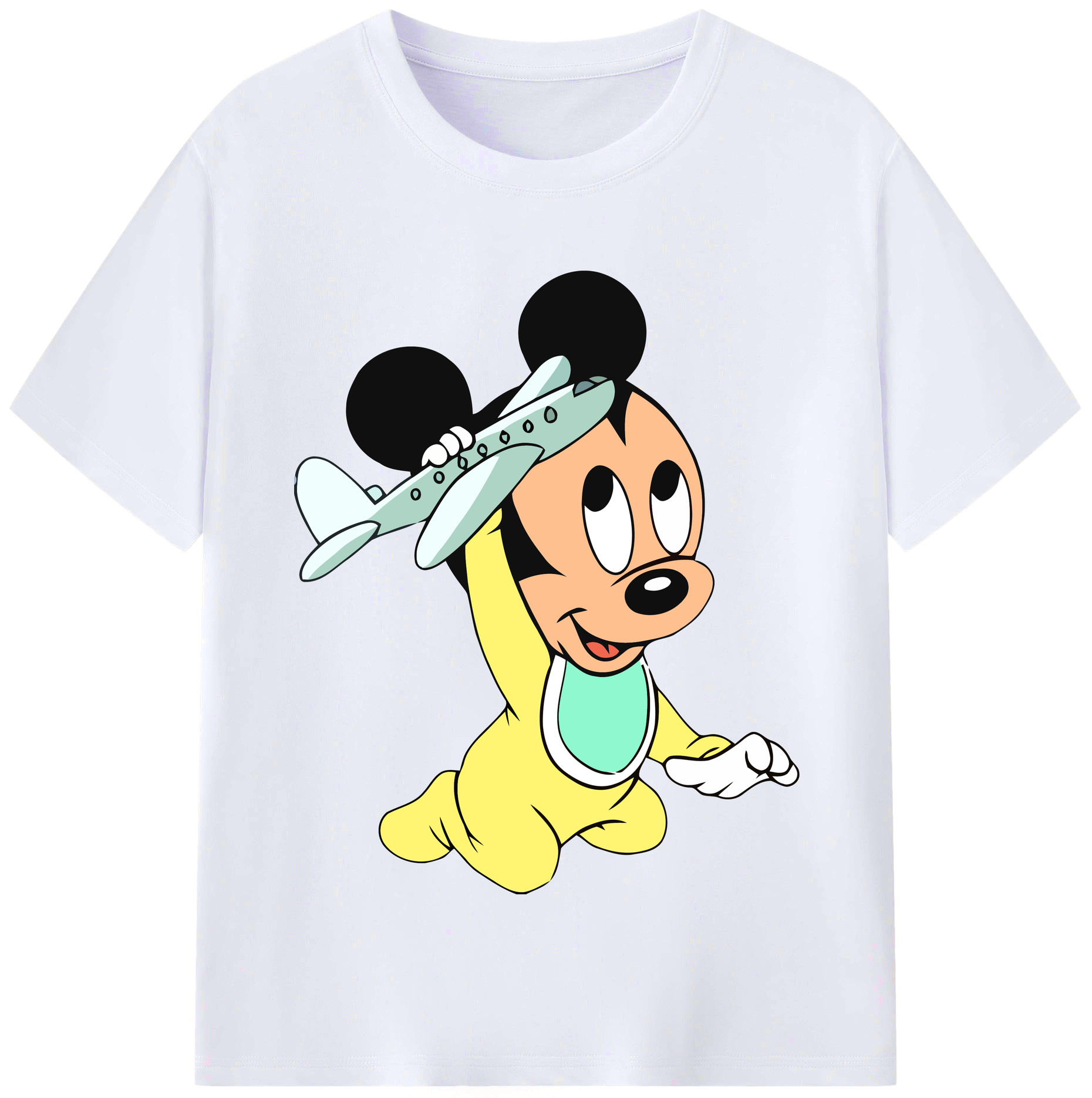 （画像用） ミッキーマウス Mickey Mouse レディースカジュアルプリントTシャツ（綿100％）