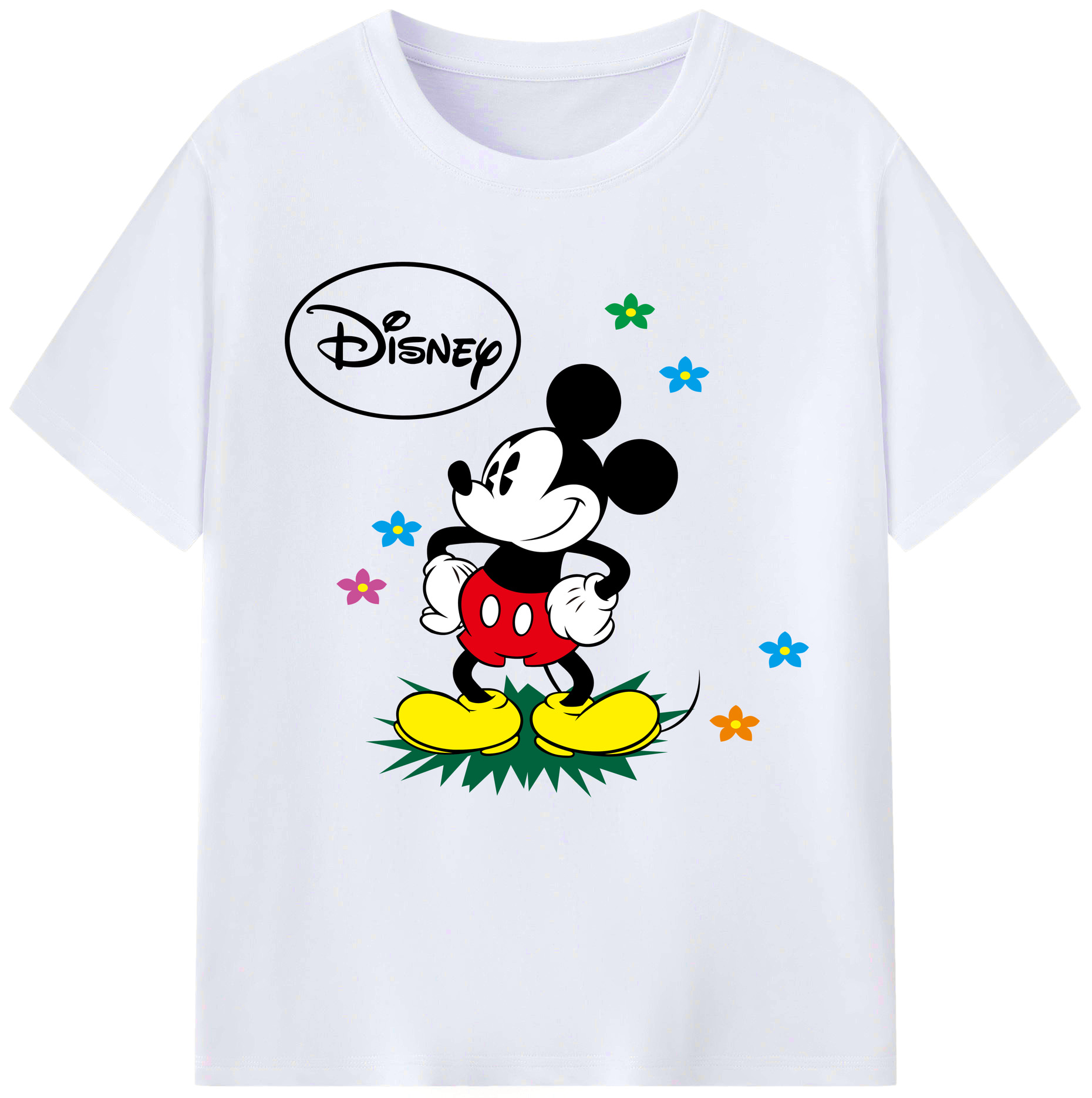（画像用） ミッキーマウス Mickey Mouse レディースカジュアルプリントTシャツ（綿100％）