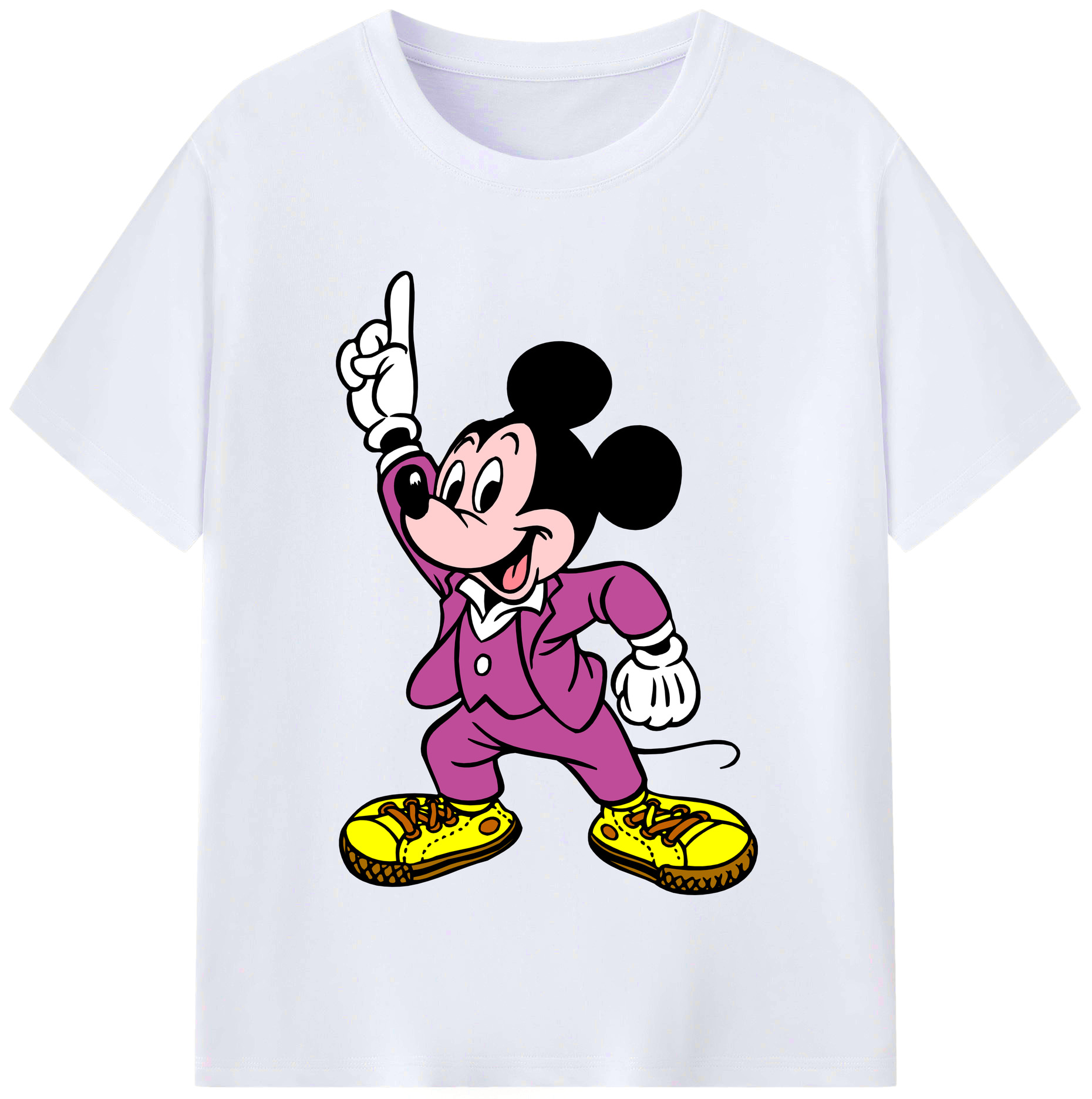 （画像用） ミッキーマウス Mickey Mouse レディースカジュアルプリントTシャツ（綿100％）