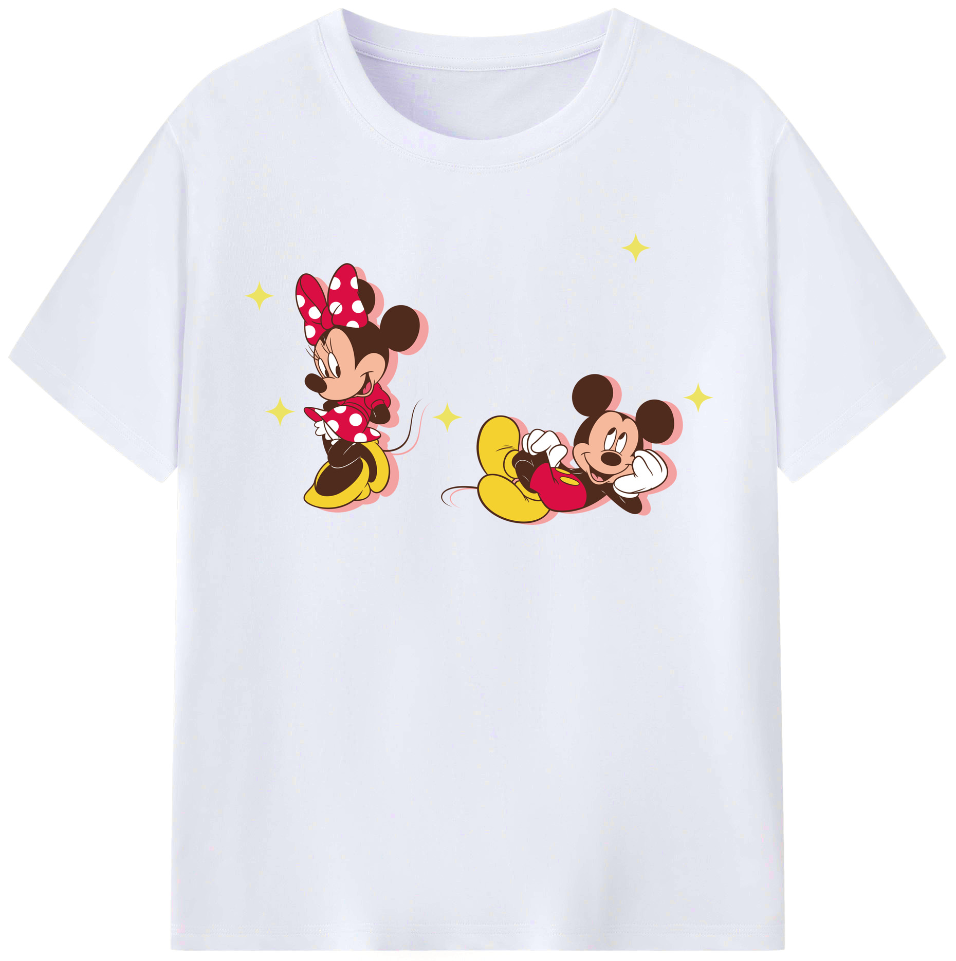 （画像用） ミッキーマウス Mickey Mouse レディースカジュアルプリントTシャツ（綿100％）