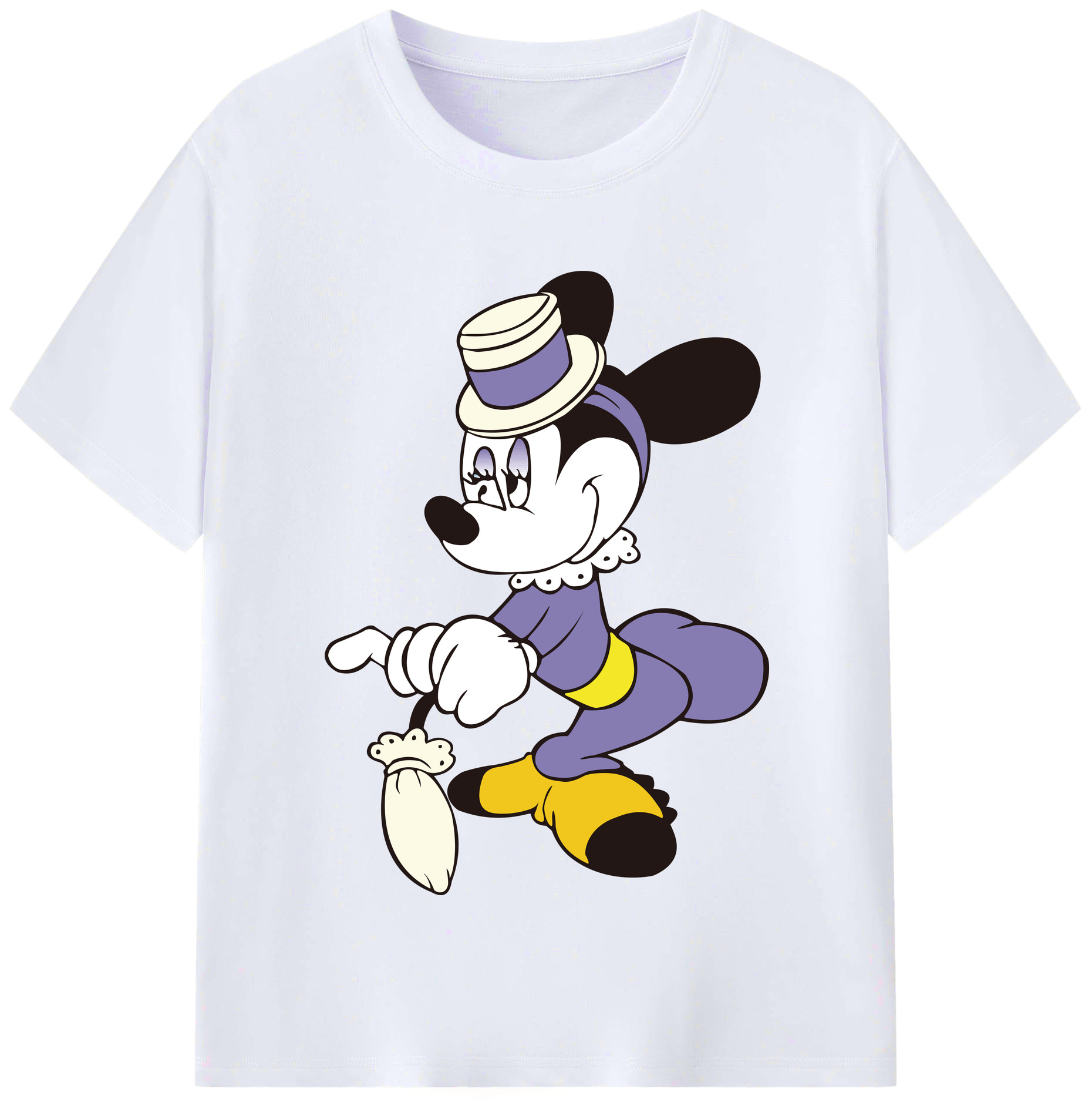 （画像用） ミッキーマウス Mickey Mouse レディースカジュアルプリントTシャツ（綿100％）