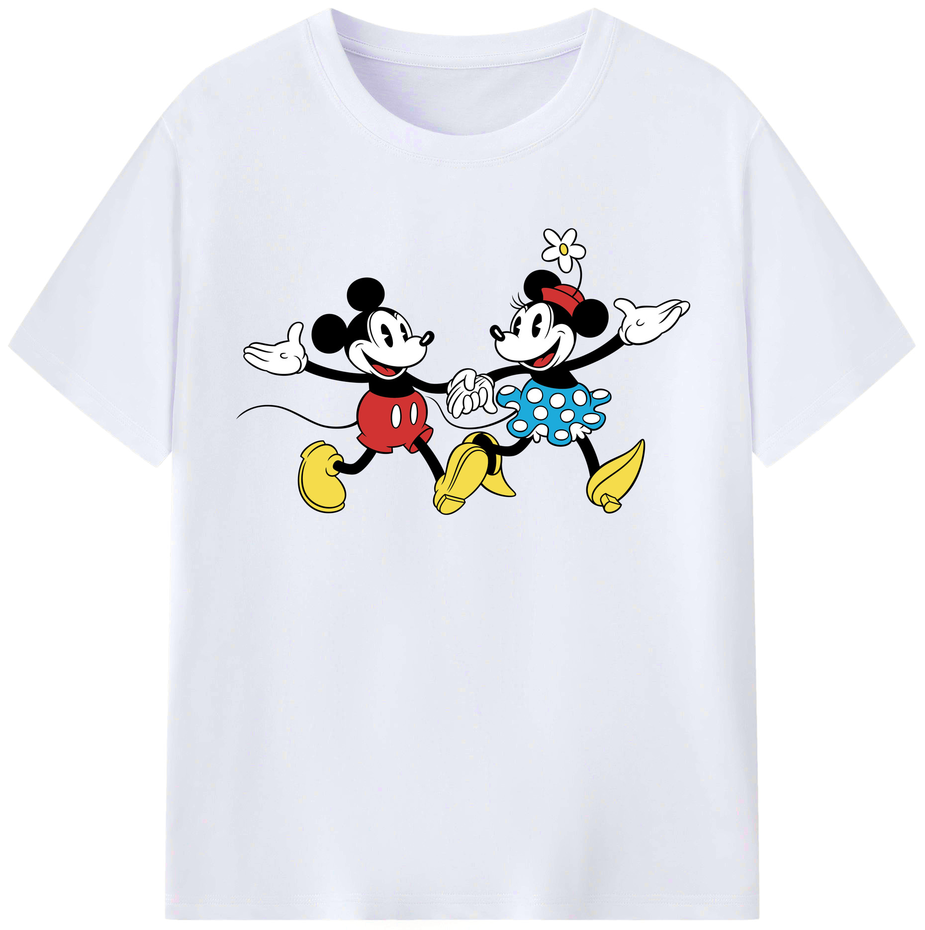 （画像用） ミッキーマウス Mickey Mouse レディースカジュアルプリントTシャツ（綿100％）