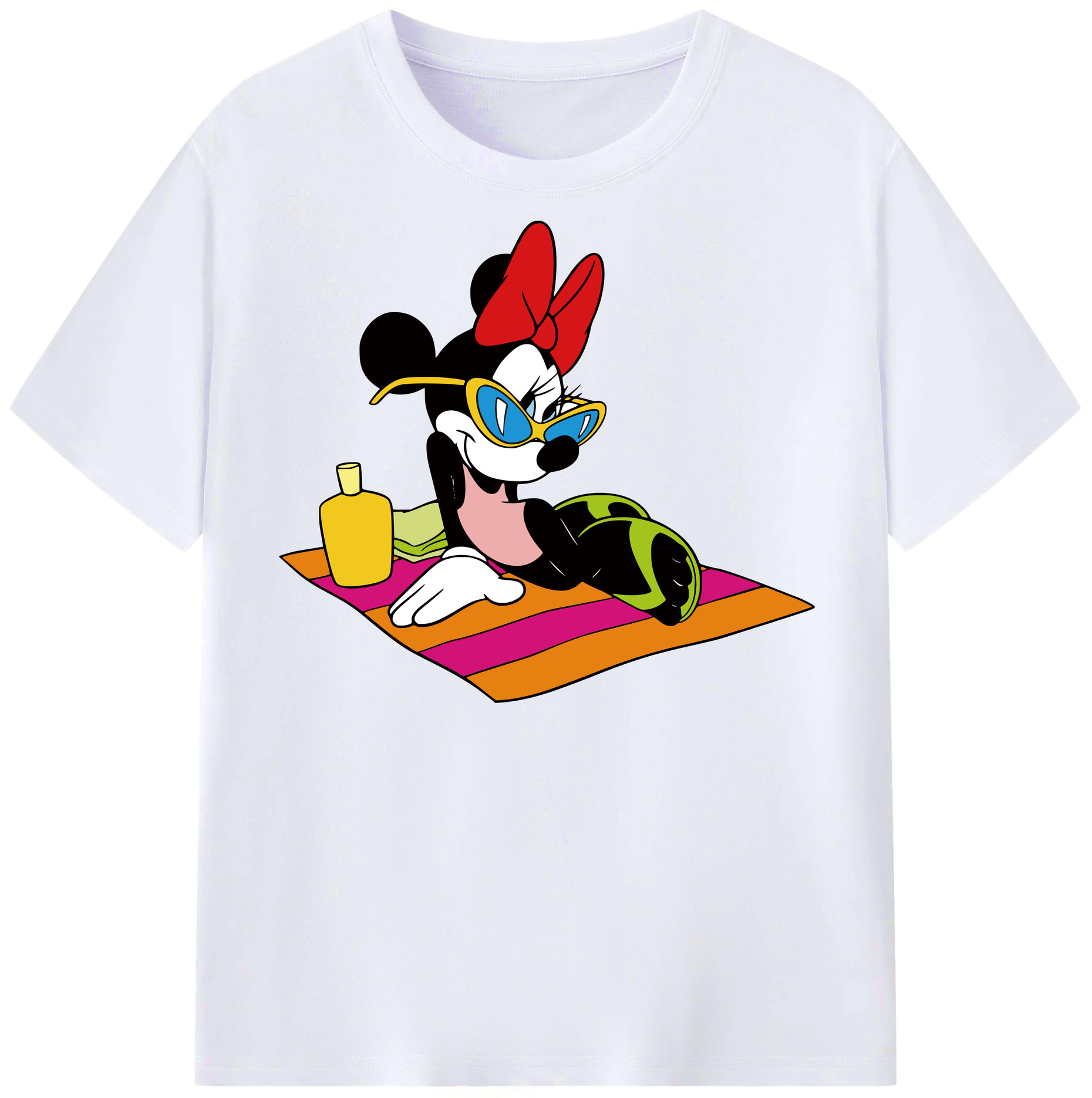 （画像用） ミッキーマウス Mickey Mouse レディースカジュアルプリントTシャツ（綿100％）