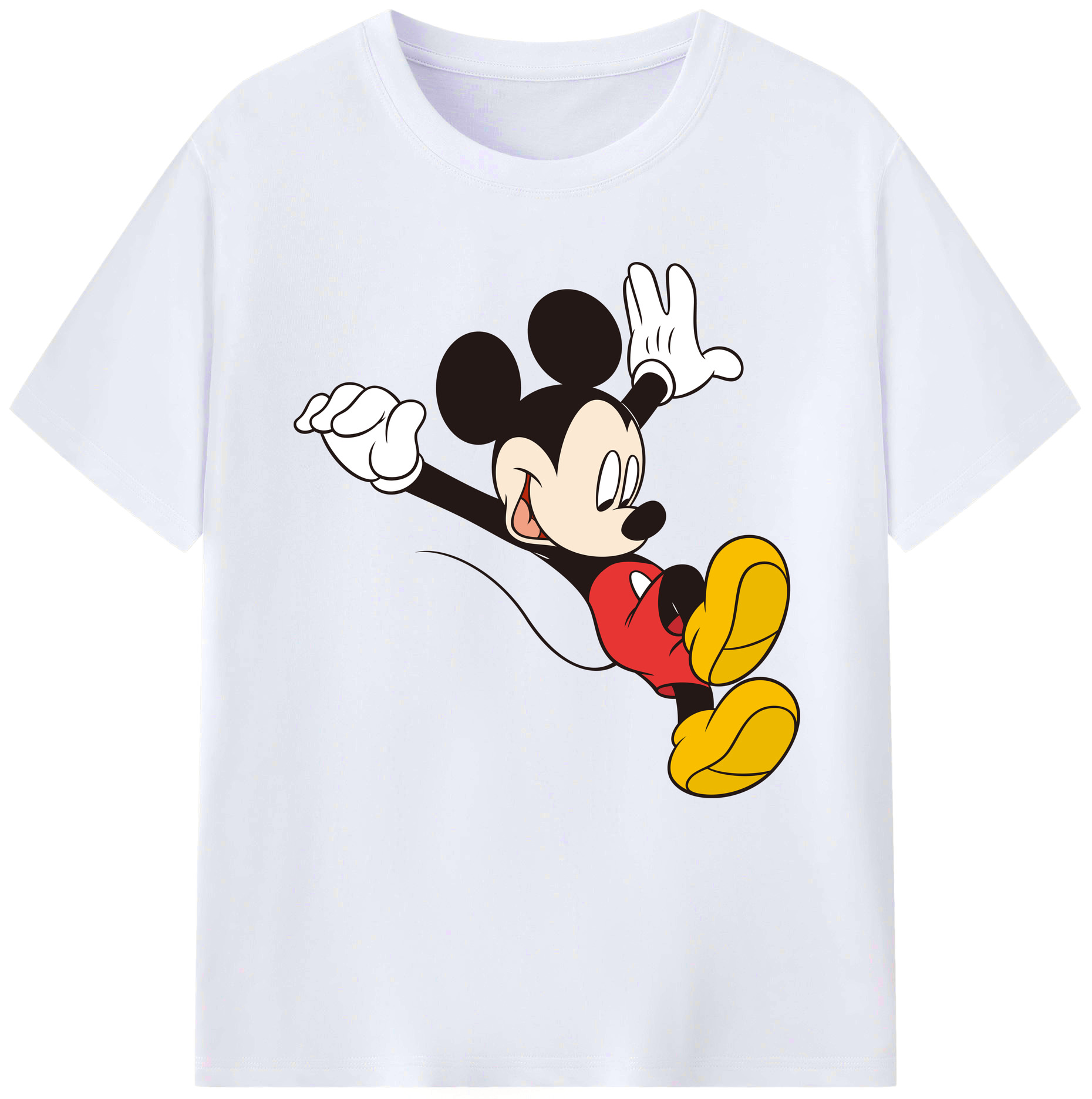 （画像用） ミッキーマウス Mickey Mouse レディースカジュアルプリントTシャツ（綿100％）