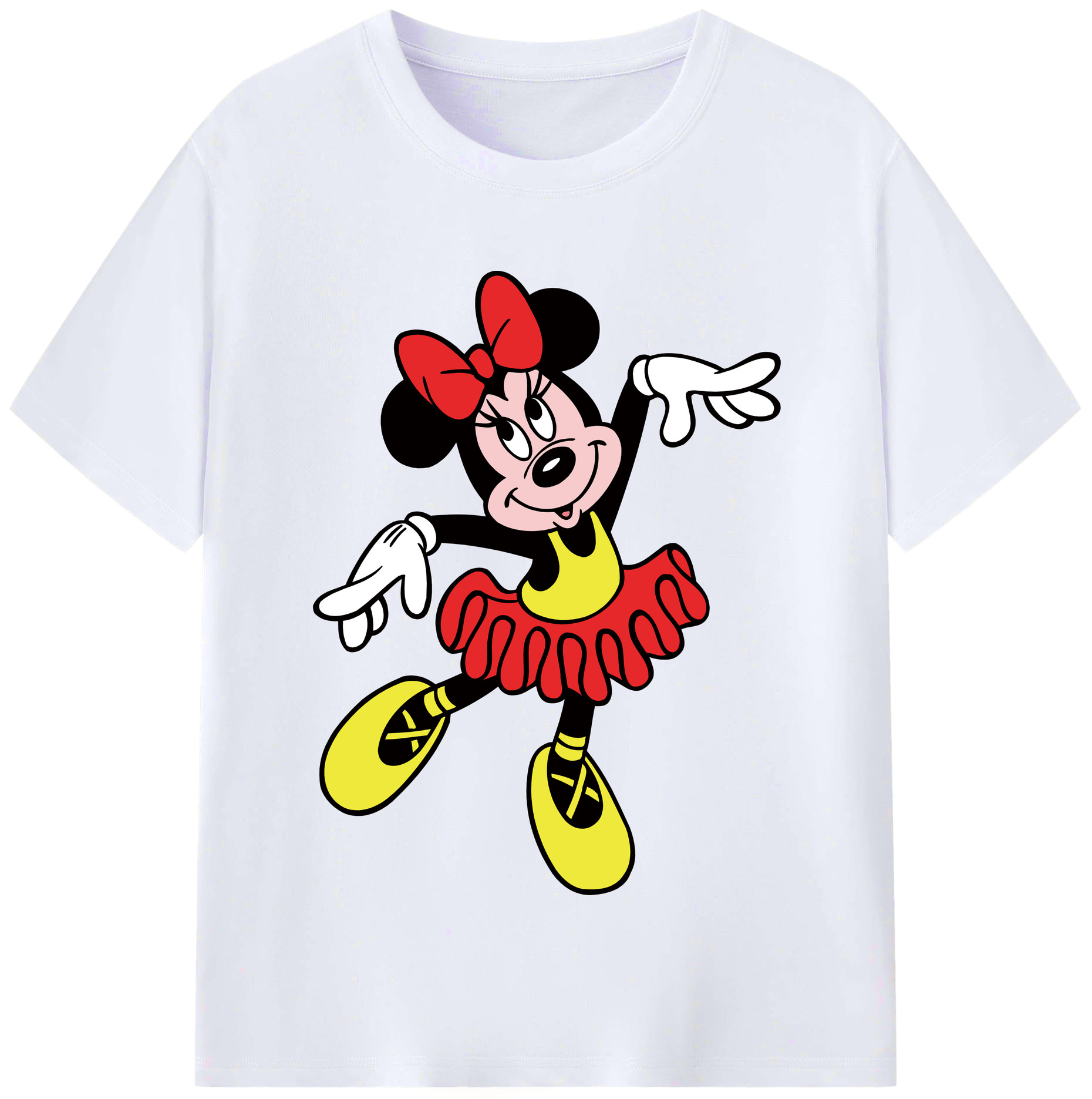 （画像用） ミッキーマウス Mickey Mouse レディースカジュアルプリントTシャツ（綿100％）