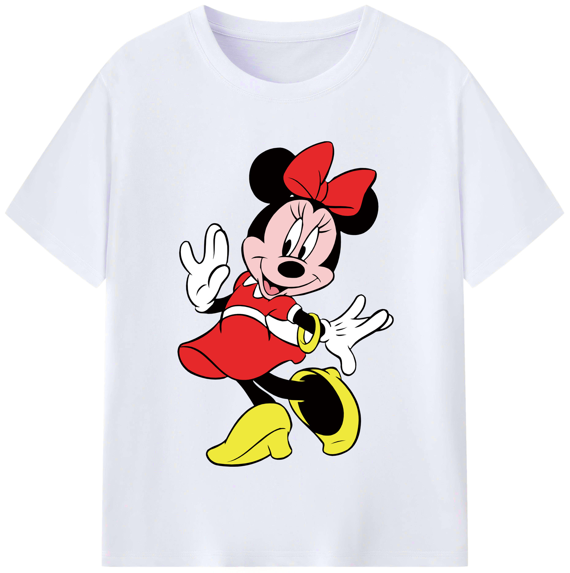 （画像用） ミッキーマウス Mickey Mouse レディースカジュアルプリントTシャツ（綿100％）