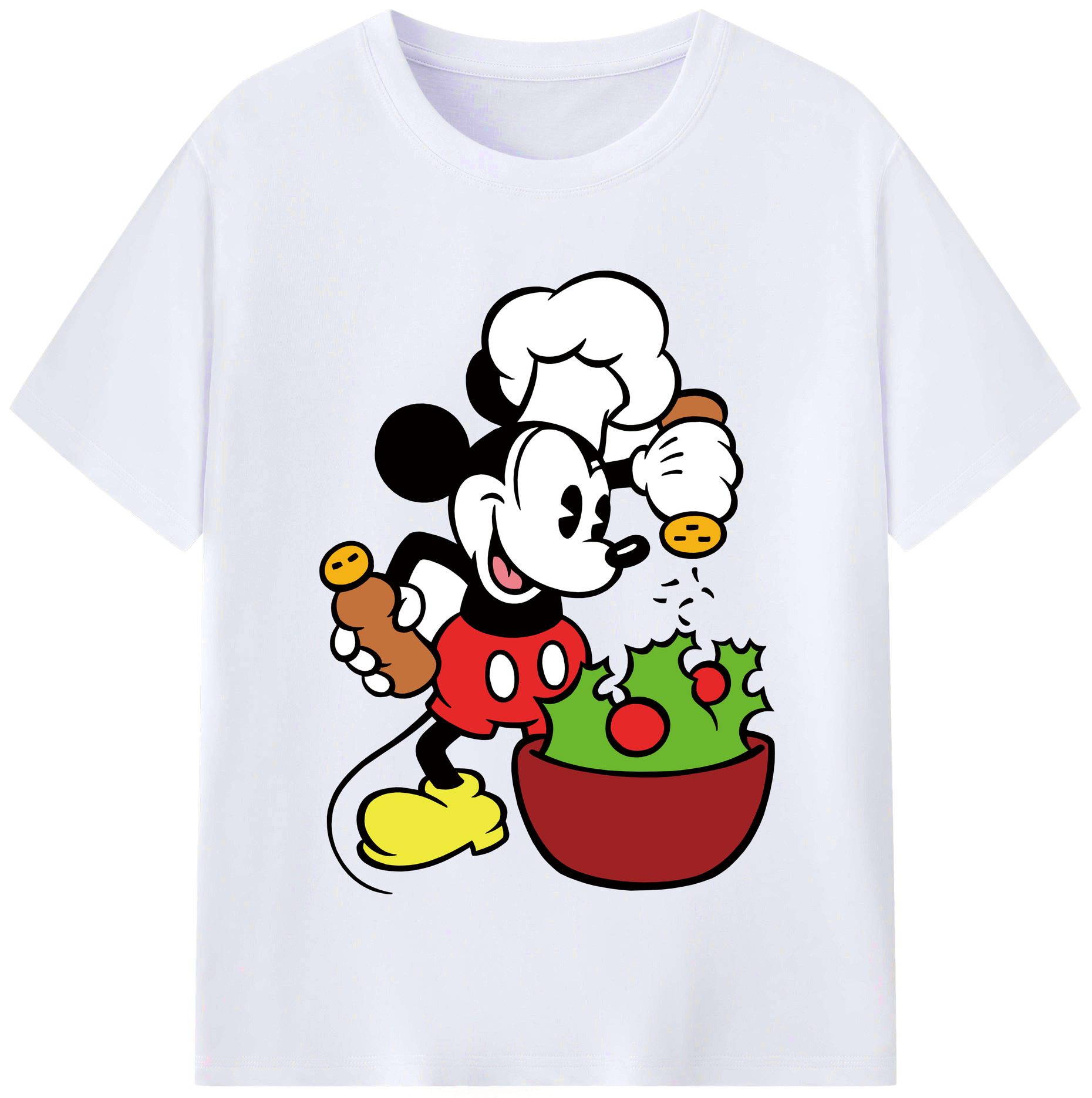 （画像用） ミッキーマウス Mickey Mouse レディースカジュアルプリントTシャツ（綿100％）
