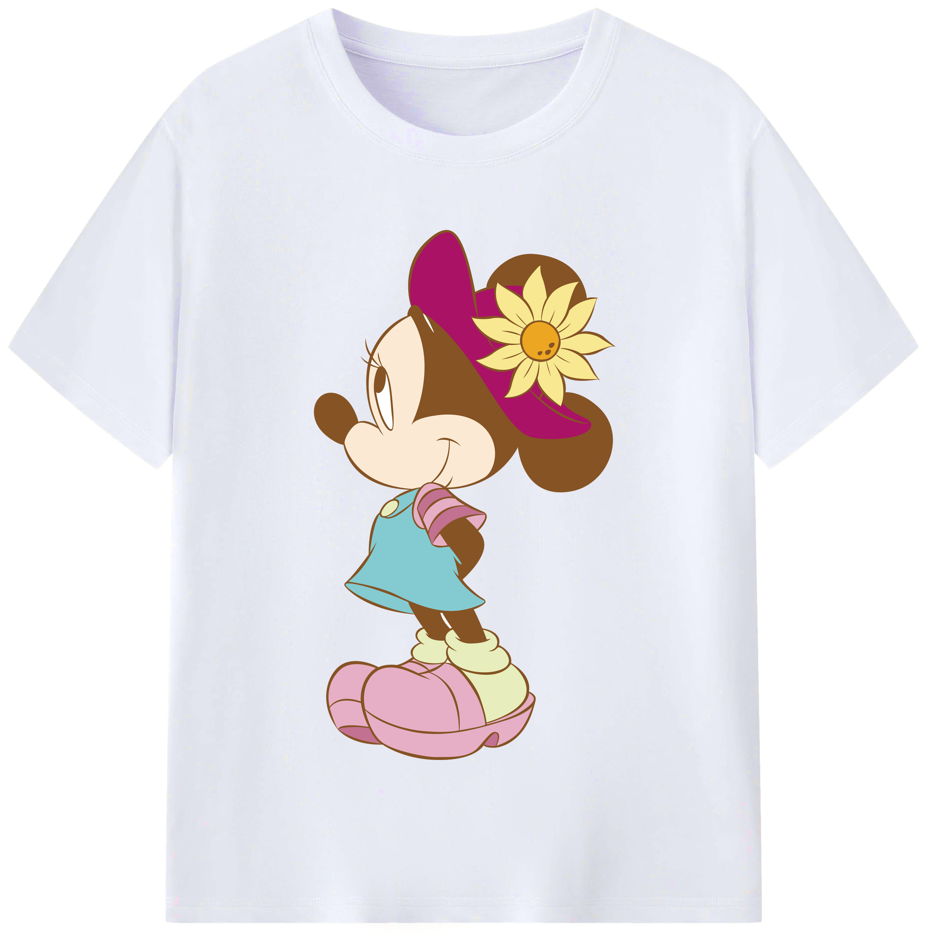 （画像用） ミッキーマウス Mickey Mouse レディースカジュアルプリントTシャツ（綿100％）