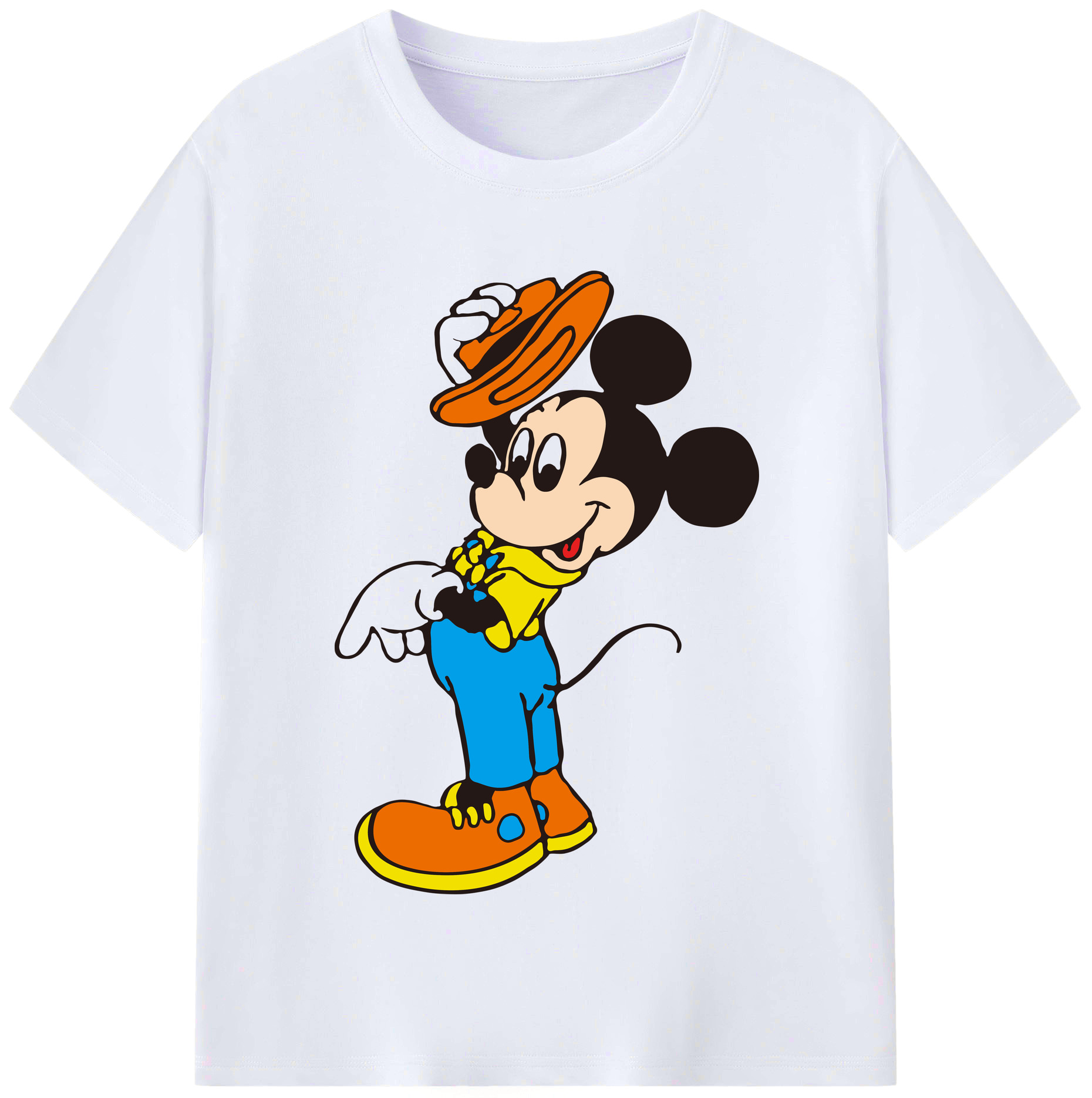 （画像用） ミッキーマウス Mickey Mouse レディースカジュアルプリントTシャツ（綿100％）