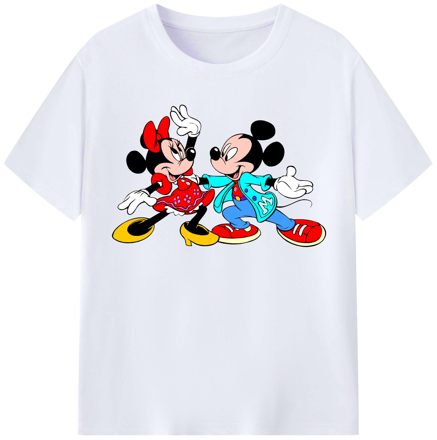（画像用） ミッキーマウス Mickey Mouse レディースカジュアルプリントTシャツ（綿100％）