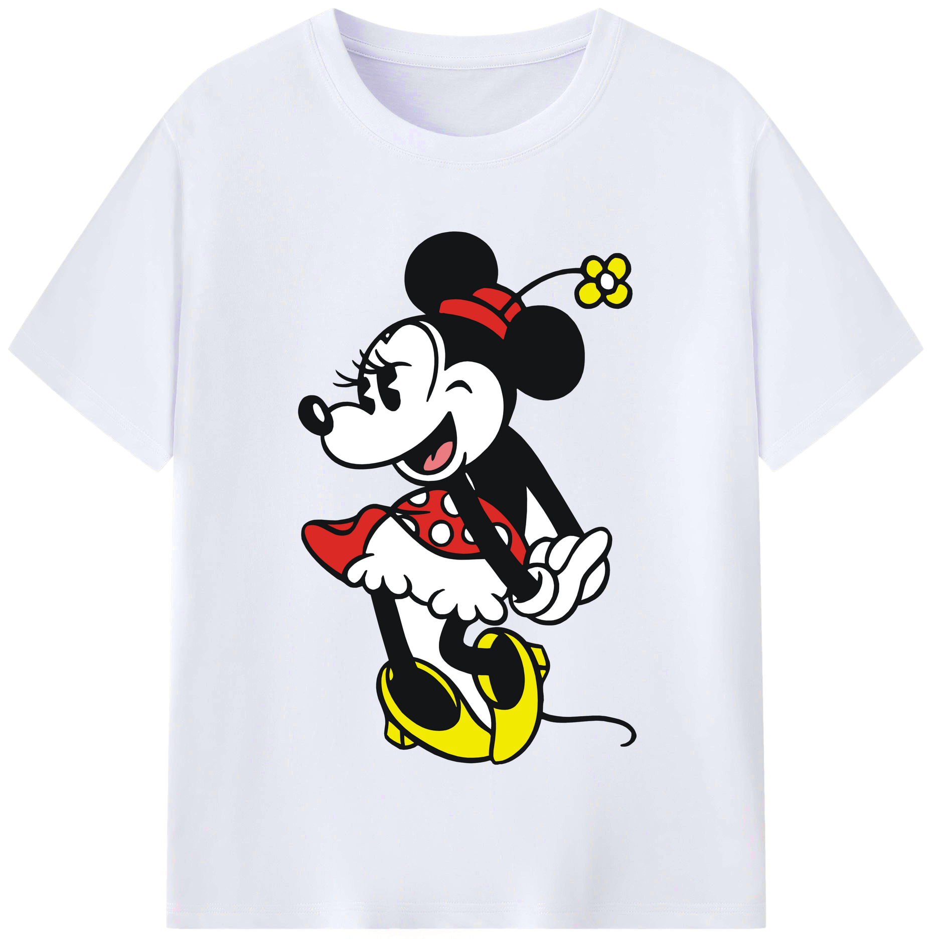 （画像用） ミッキーマウス Mickey Mouse レディースカジュアルプリントTシャツ（綿100％）
