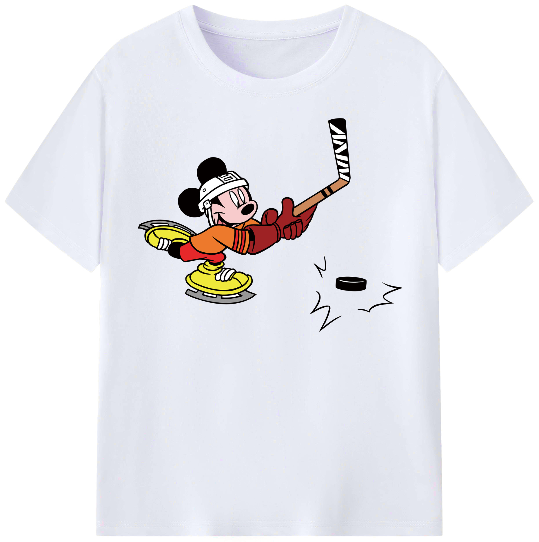 （画像用） ミッキーマウス Mickey Mouse レディースカジュアルプリントTシャツ（綿100％）