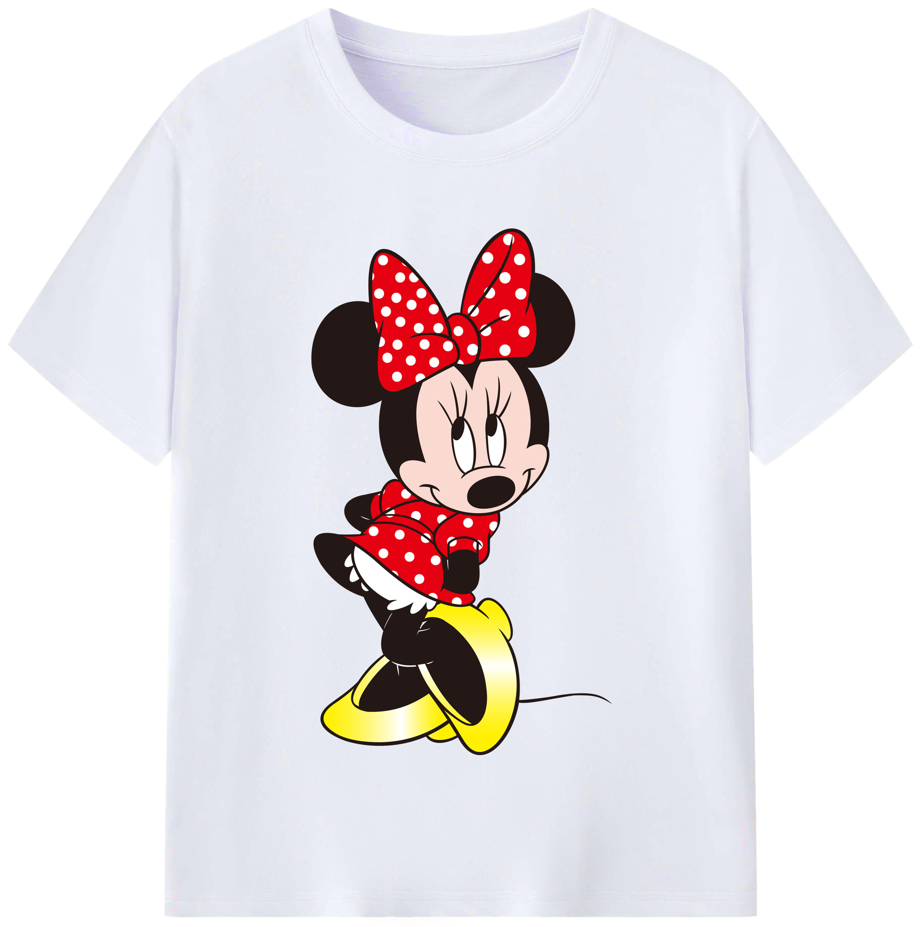 （画像用） ミッキーマウス Mickey Mouse レディースカジュアルプリントTシャツ（綿100％）