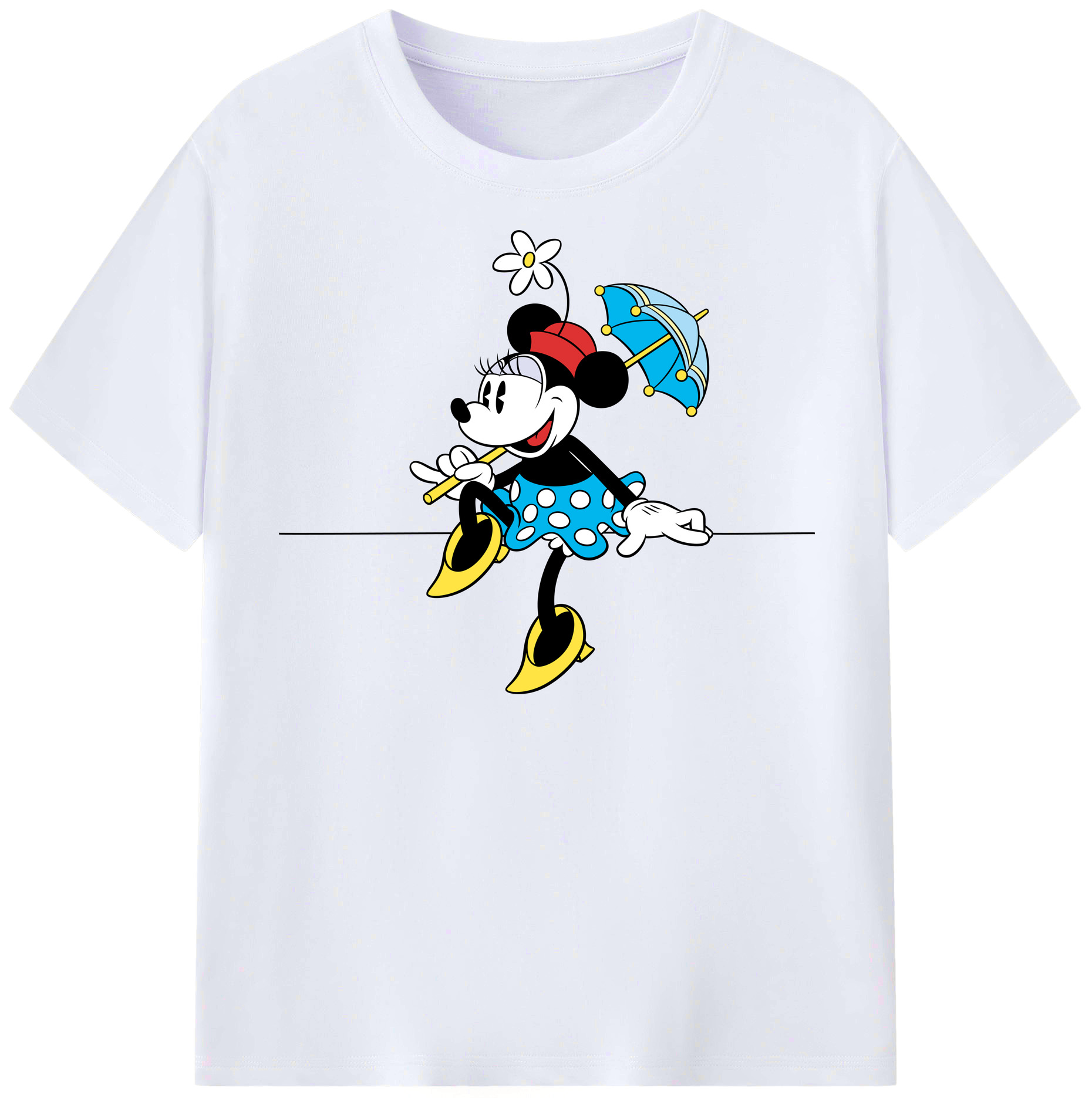 （画像用） ミッキーマウス Mickey Mouse レディースカジュアルプリントTシャツ（綿100％）