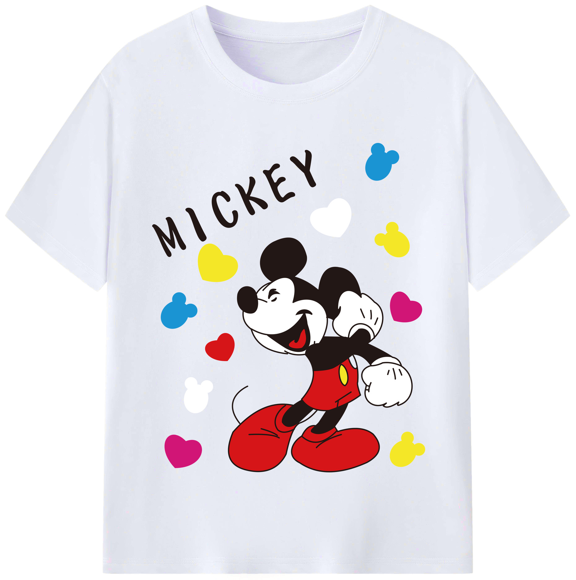 （画像用） ミッキーマウス Mickey Mouse レディースカジュアルプリントTシャツ（綿100％）