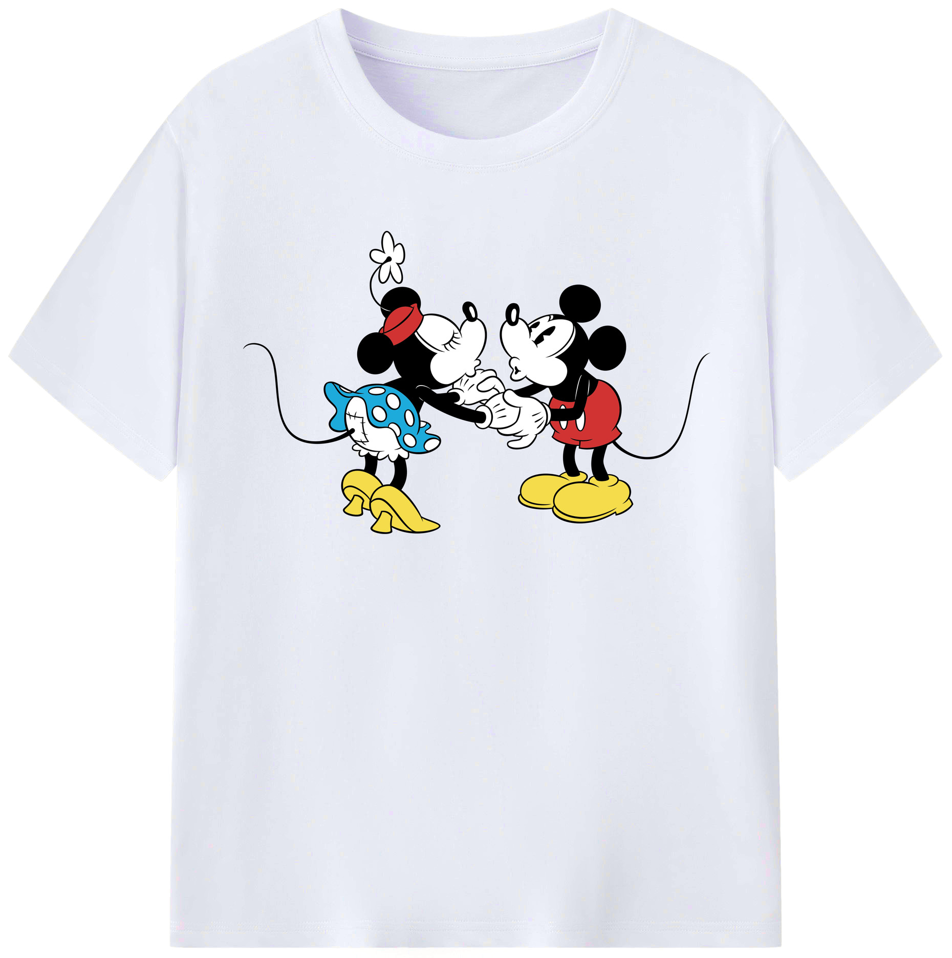 （画像用） ミッキーマウス Mickey Mouse レディースカジュアルプリントTシャツ（綿100％）
