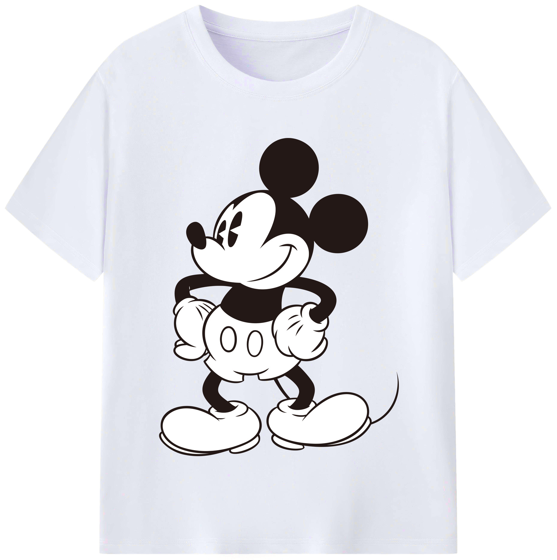 （画像用） ミッキーマウス Mickey Mouse レディースカジュアルプリントTシャツ（綿100％）