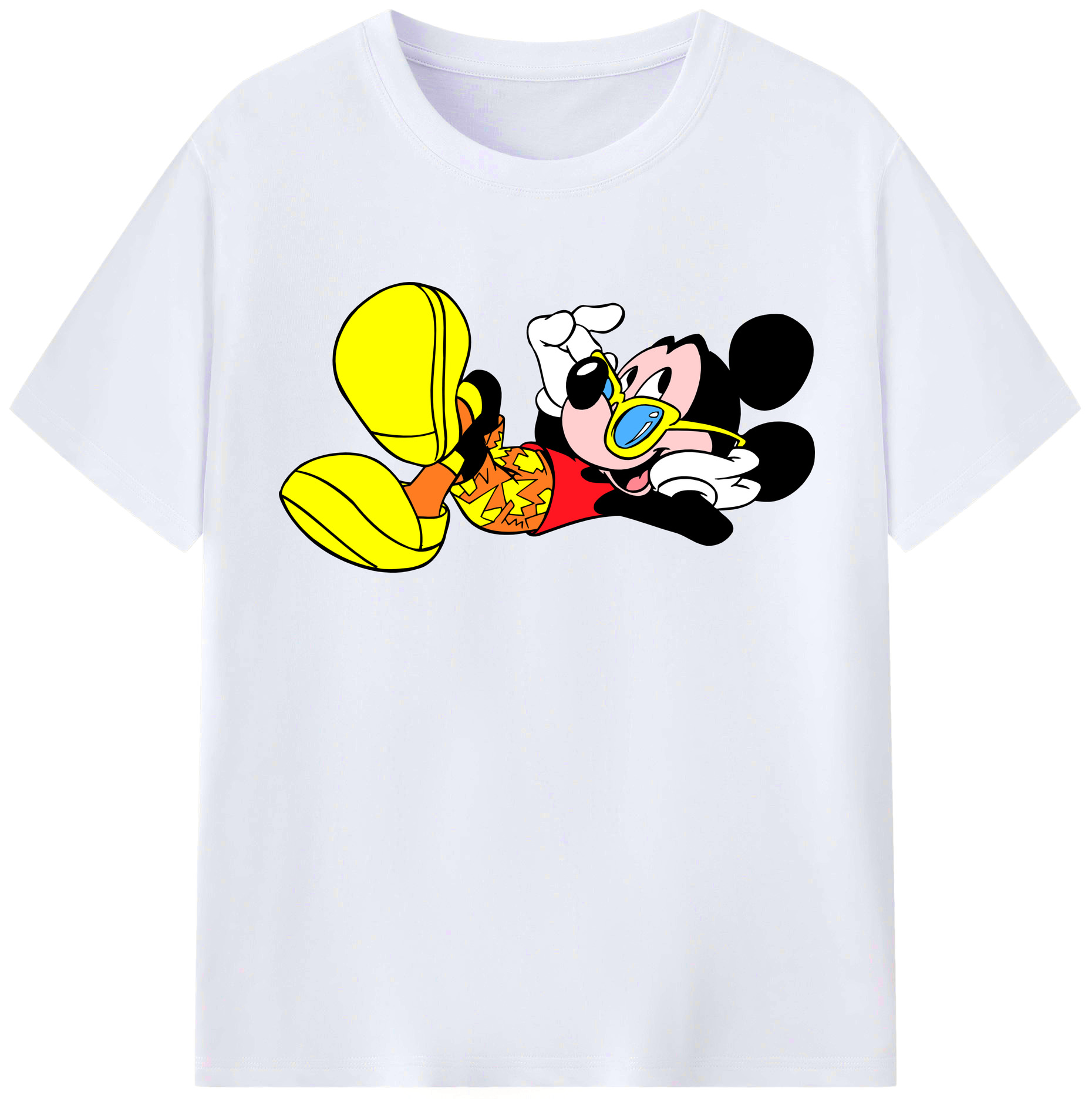 （画像用） ミッキーマウス Mickey Mouse レディースカジュアルプリントTシャツ（綿100％）