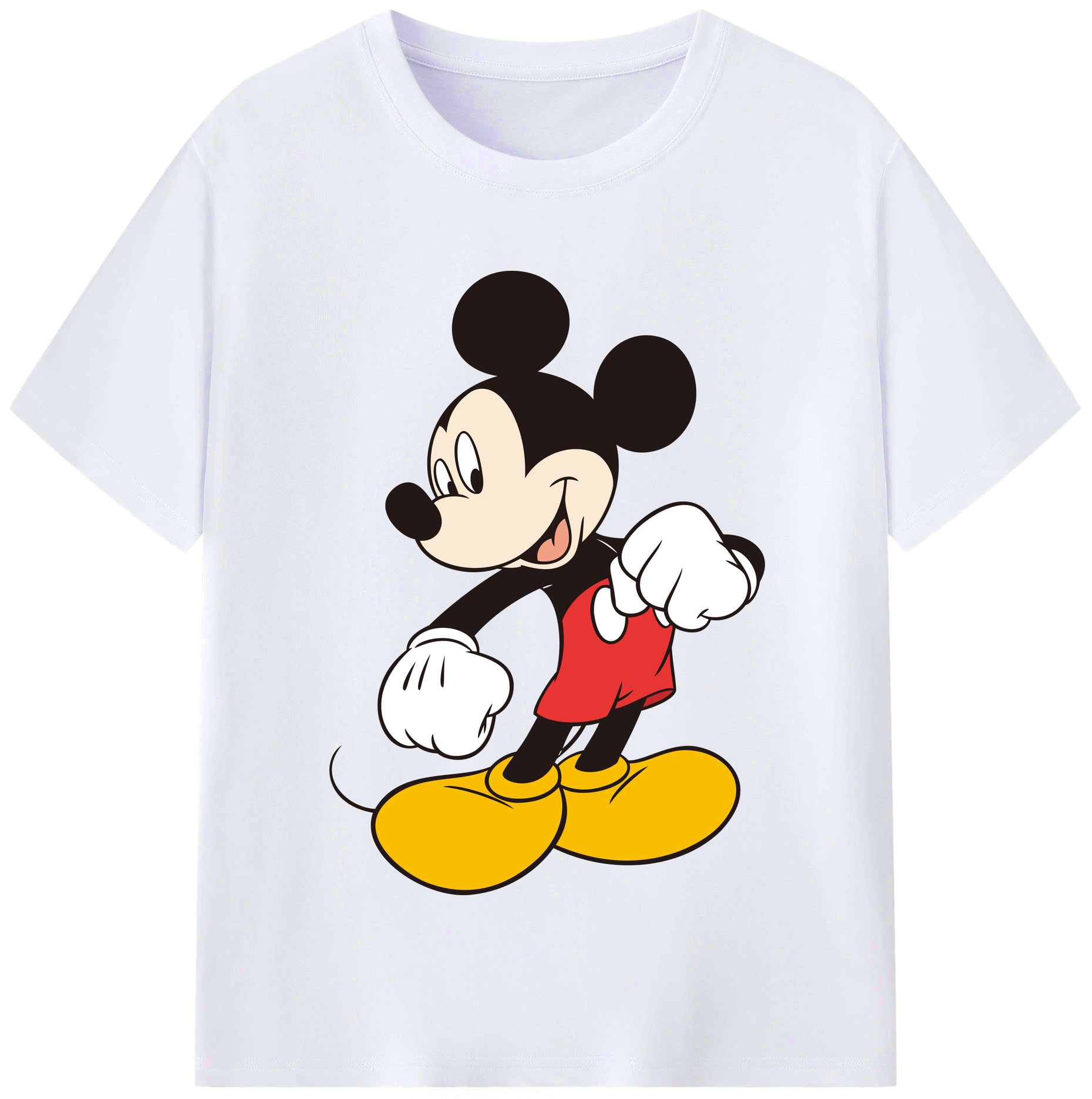 （画像用） ミッキーマウス Mickey Mouse レディースカジュアルプリントTシャツ（綿100％）