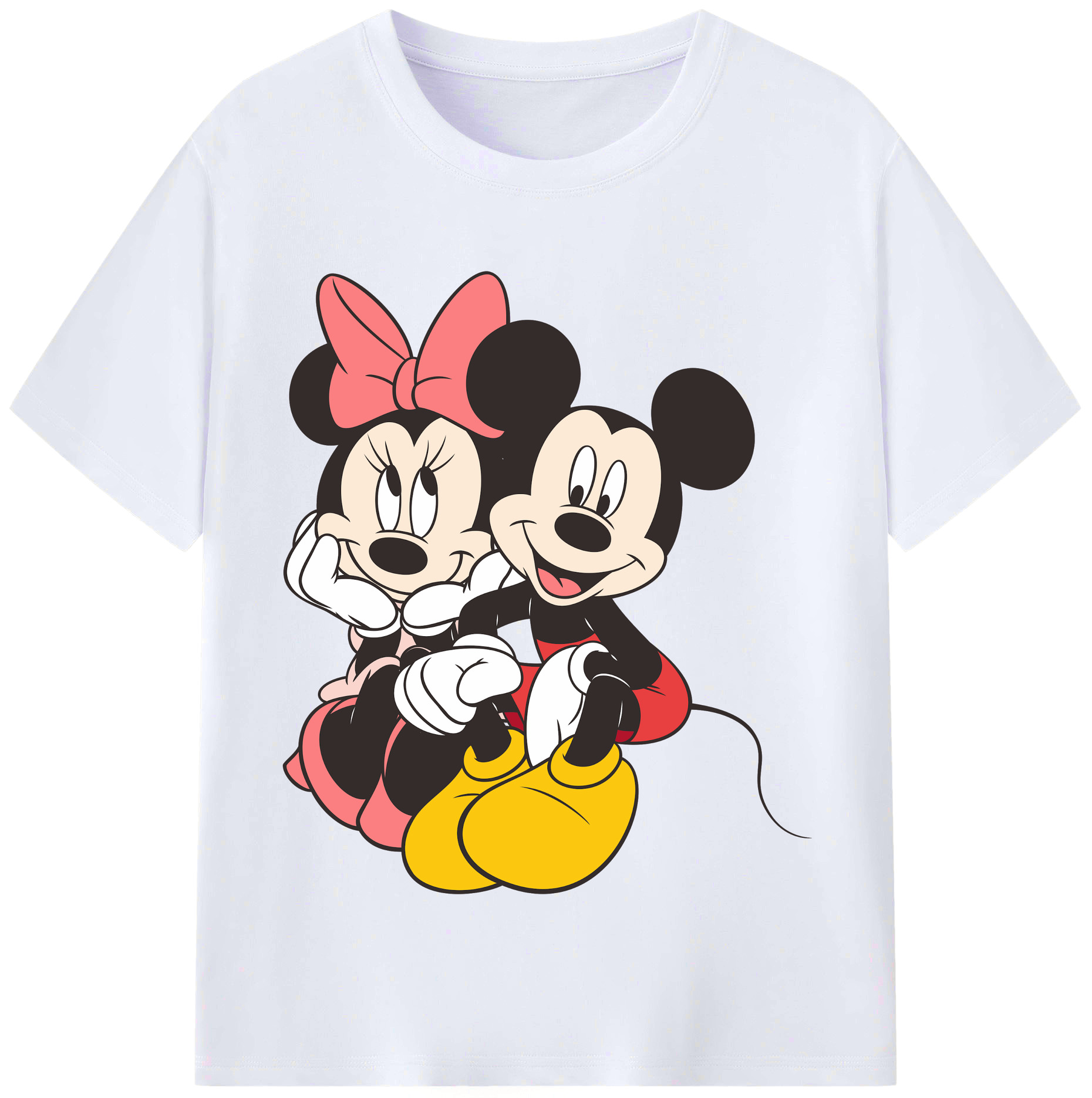 （画像用） ミッキーマウス Mickey Mouse レディースカジュアルプリントTシャツ（綿100％）
