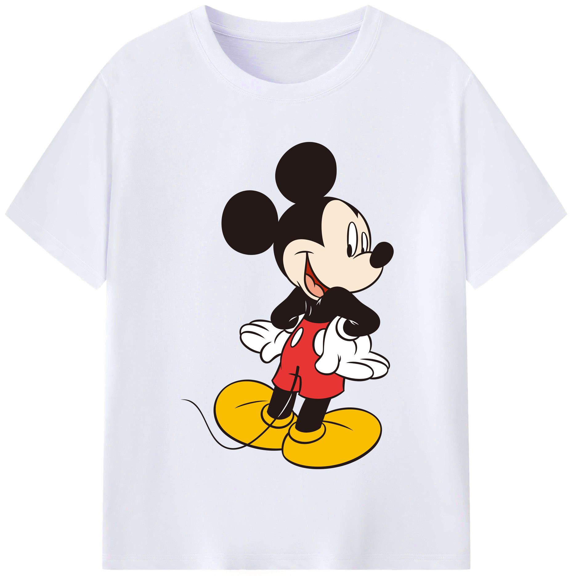 （画像用） ミッキーマウス Mickey Mouse レディースカジュアルプリントTシャツ（綿100％）