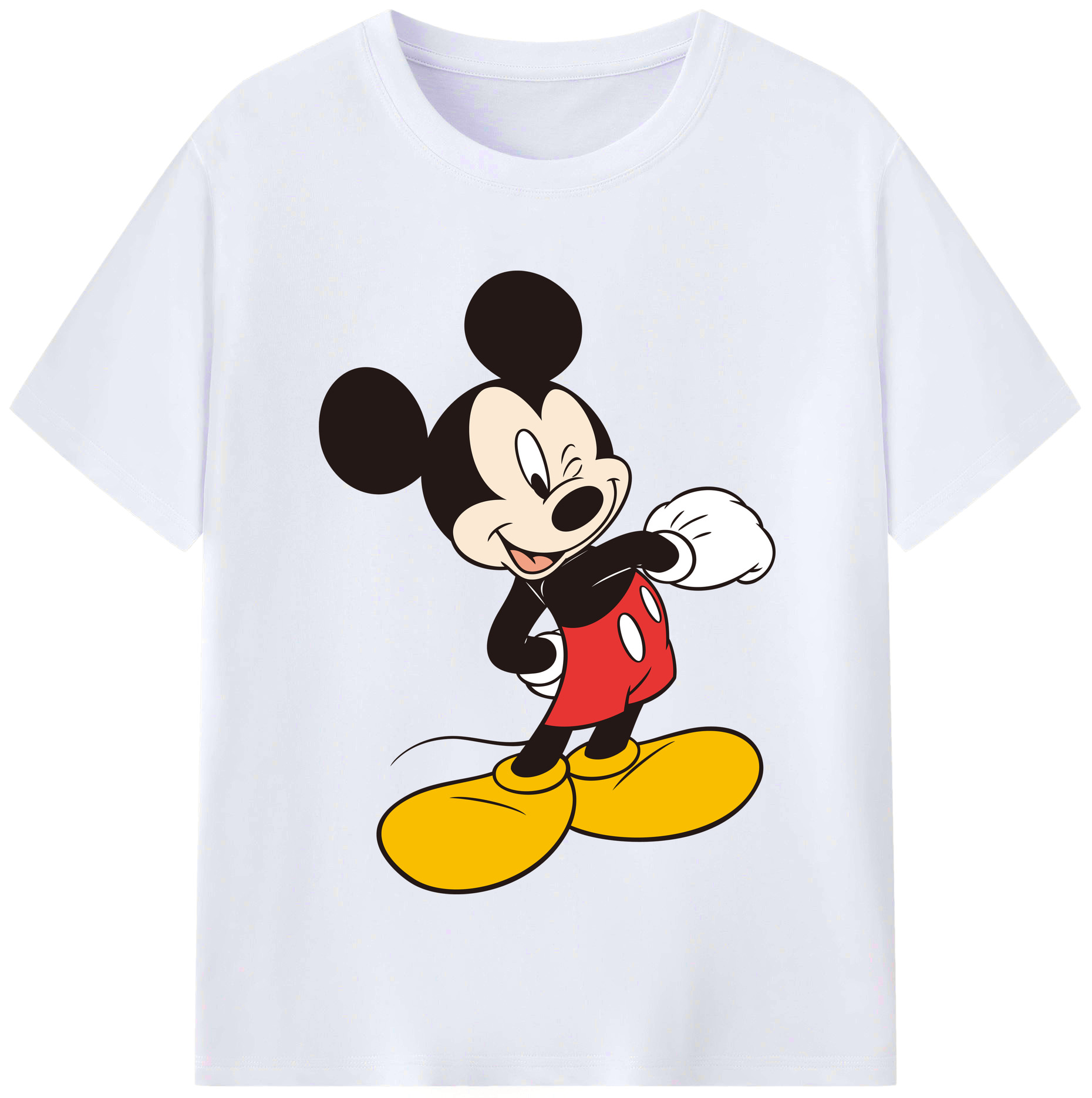 （画像用） ミッキーマウス Mickey Mouse レディースカジュアルプリントTシャツ（綿100％）