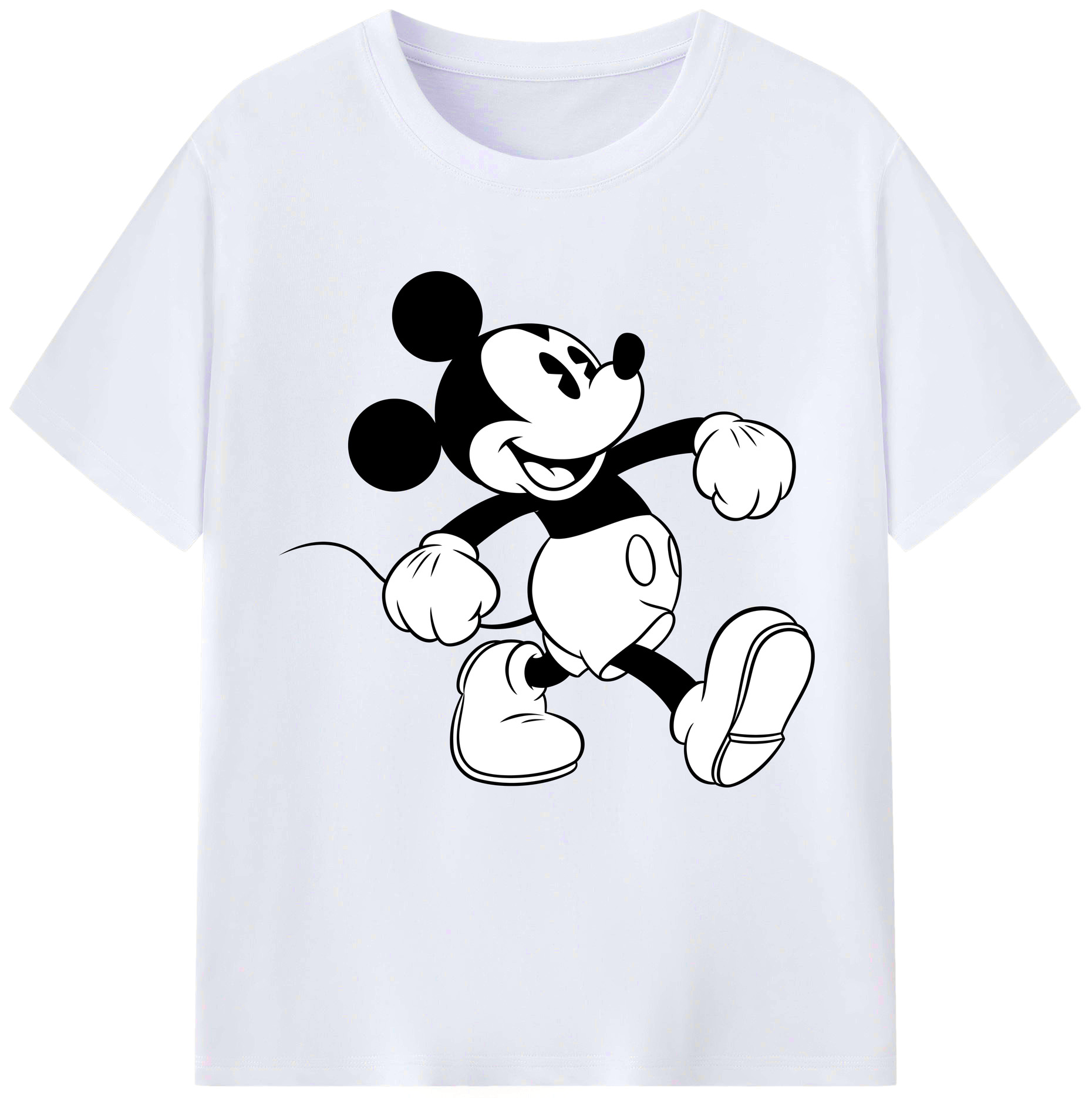 （画像用） ミッキーマウス Mickey Mouse レディースカジュアルプリントTシャツ（綿100％）