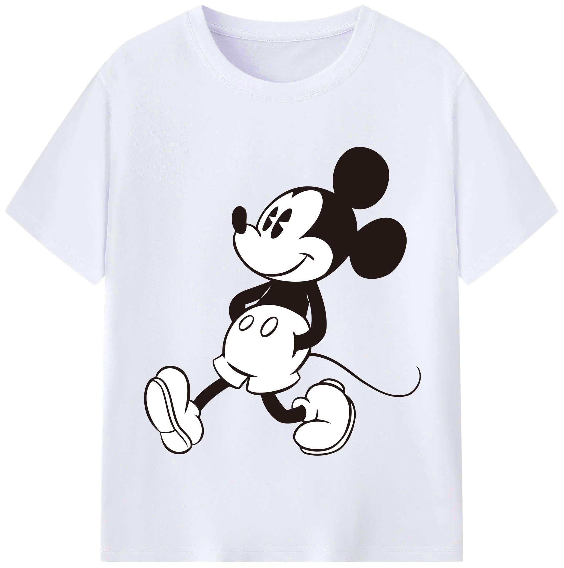 （画像用） ミッキーマウス Mickey Mouse レディースカジュアルプリントTシャツ（綿100％）