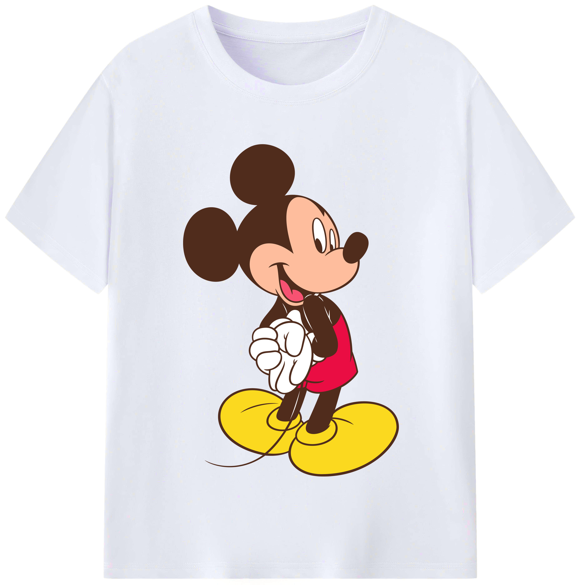 （画像用） ミッキーマウス Mickey Mouse レディースカジュアルプリントTシャツ（綿100％）