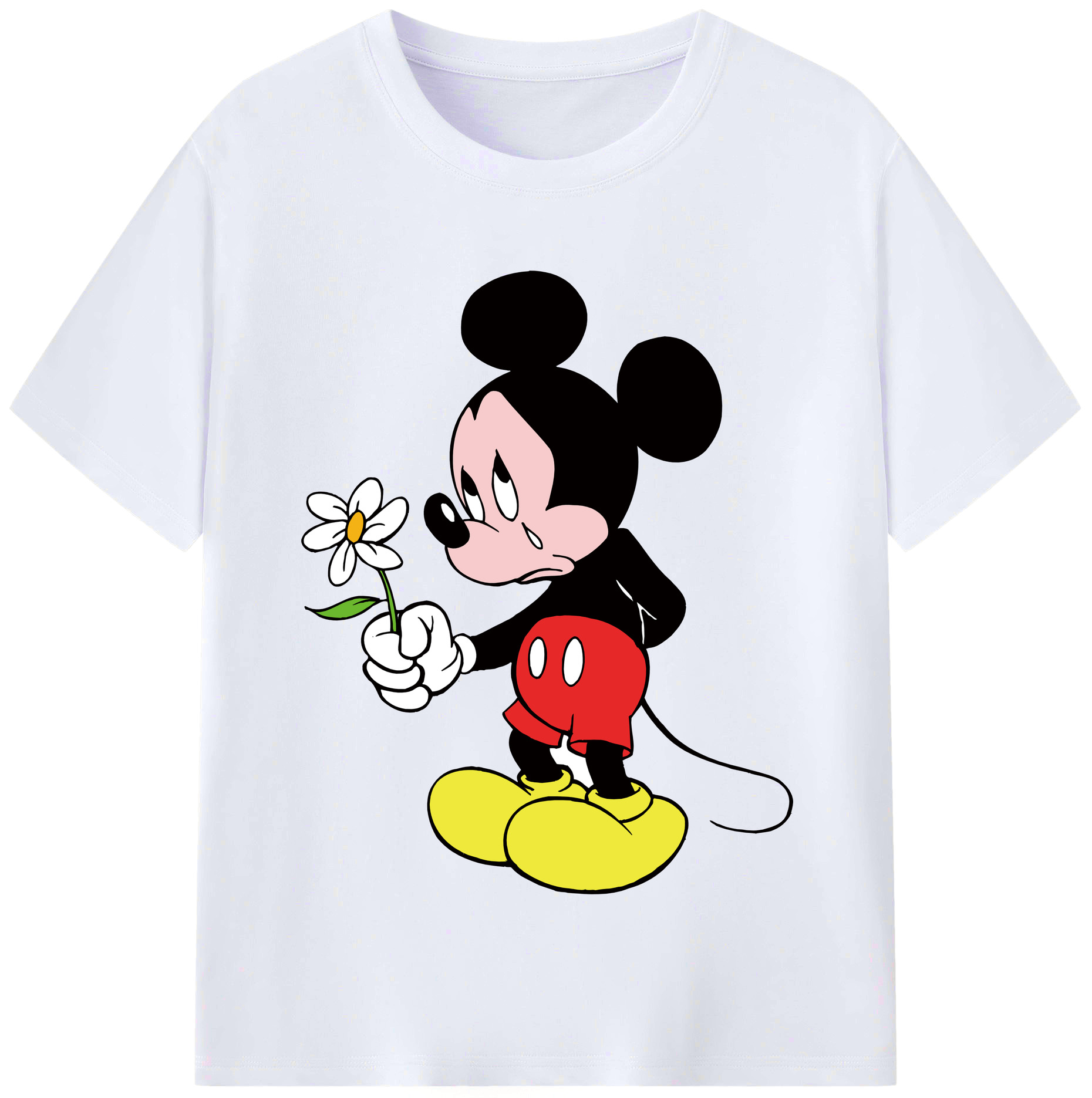 （画像用） ミッキーマウス Mickey Mouse レディースカジュアルプリントTシャツ（綿100％）
