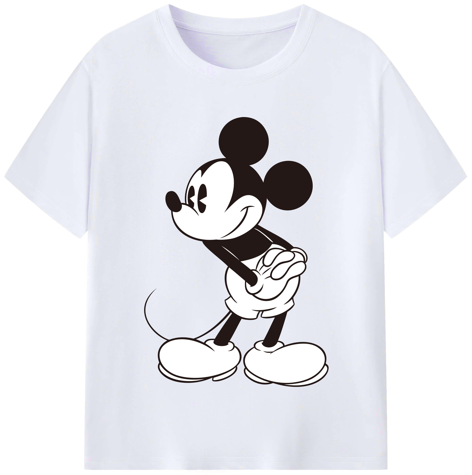 （画像用） ミッキーマウス Mickey Mouse レディースカジュアルプリントTシャツ（綿100％）