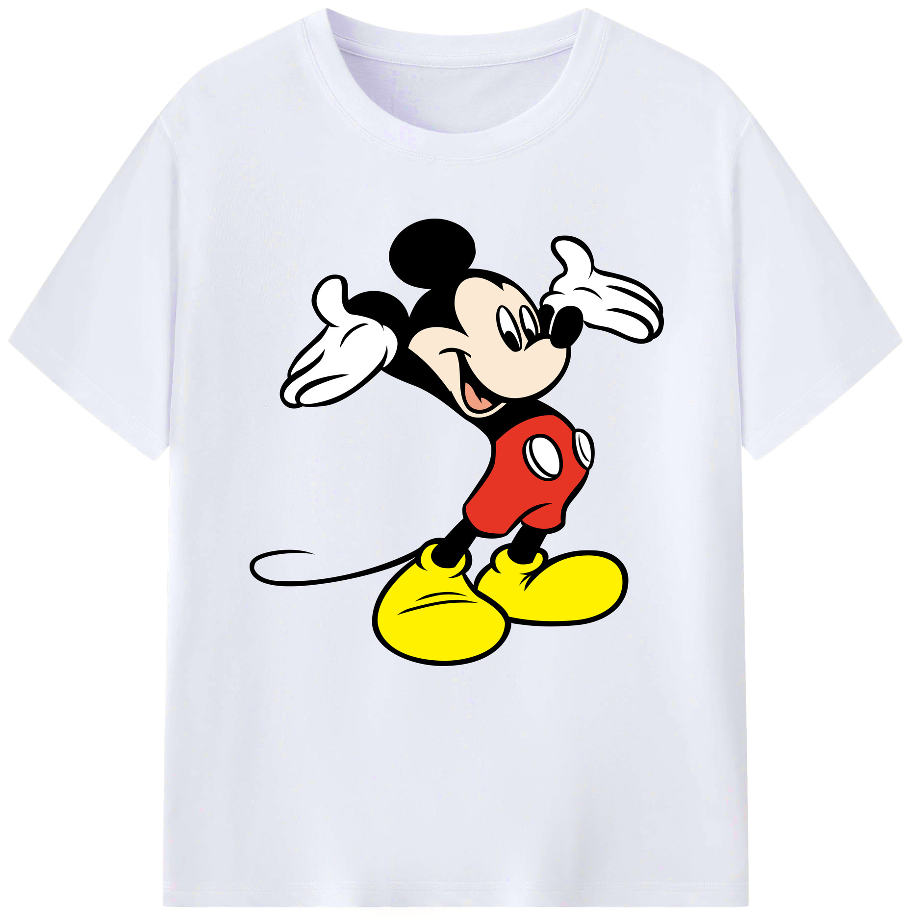 （画像用） ミッキーマウス Mickey Mouse レディースカジュアルプリントTシャツ（綿100％）